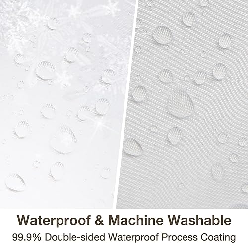 Miniatura 3 de Cortina de ducha de invierno con temática navideña, diseño de copos de nieve, cortina de baño de 72 x 72 pulgadas, tela de poliéster impermeable con