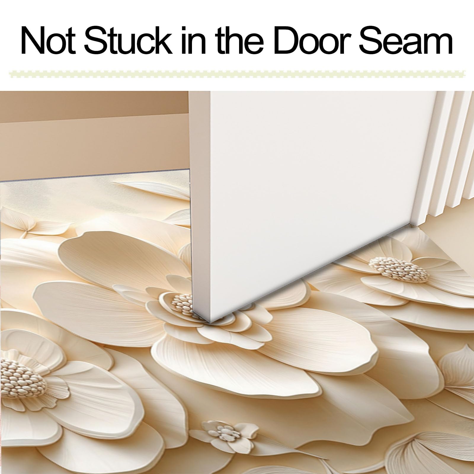 Zerbino Ingresso Interno Rilievo Floreale 3D Elegante, Zerbino Di Benvenuto Lavabile Morbida Estetica Delicata Delle Piante, Antiscivolo Tappeto Da Decorazioni Beige Per Casa Porta, 60X90Cm