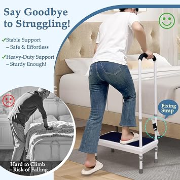Bed Steps for High Beds for Adults Bedside Stool with Handle for Elderly