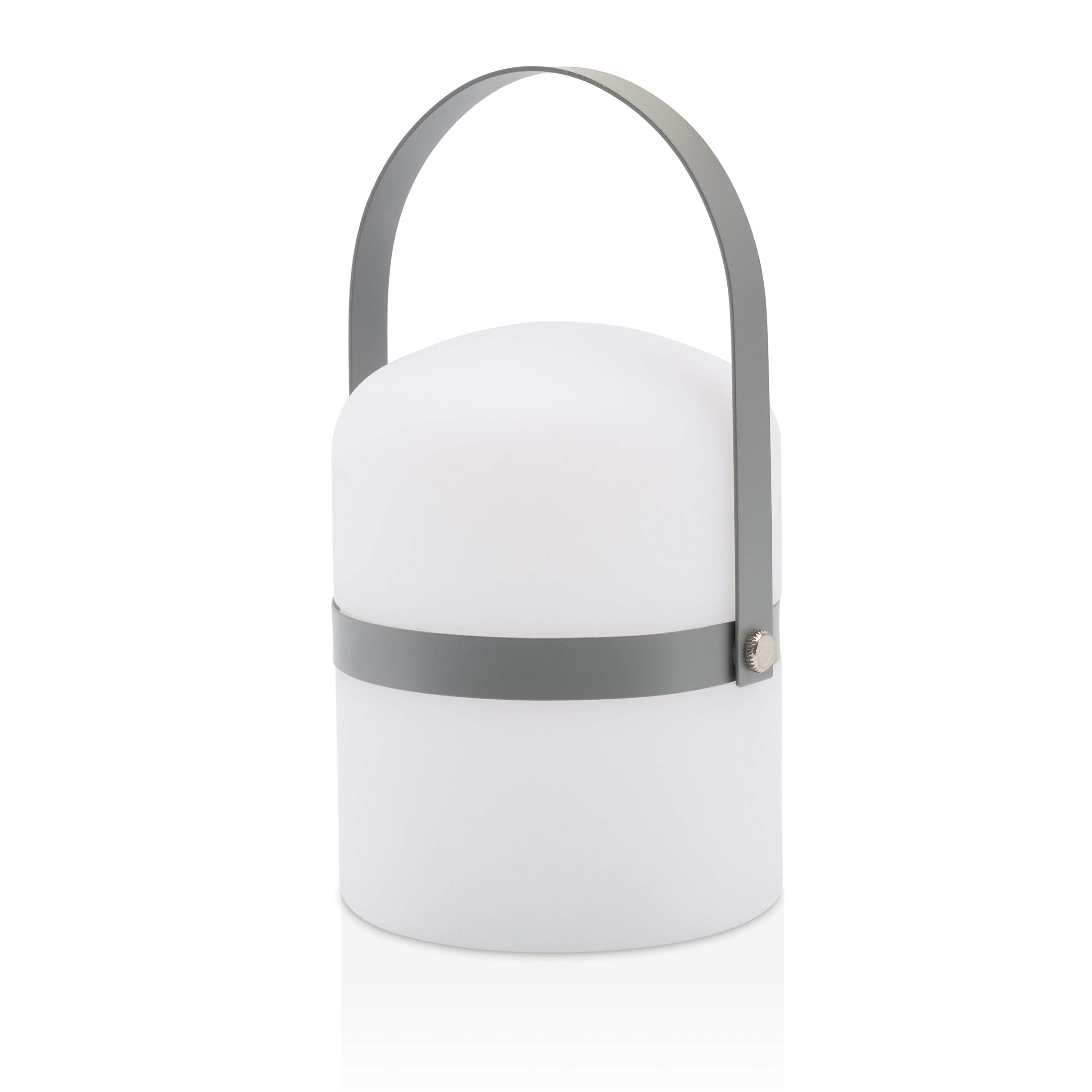 LUUK LIFESTYLEBattery LED Lantern with Handle, 72-Hour Lighting Duration, USB Rechargeable and Dimmable, for Living Room, Bedroom, and Balcony, in Matte Grey