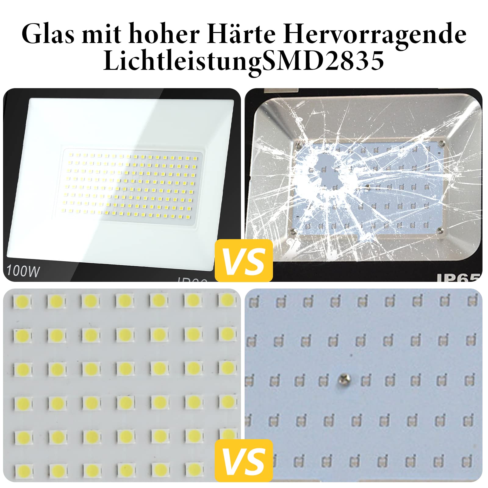 Daromigo LED Strahler Außen, 10 Stück 100W, Superhell 8500LM Scheinwerfer, 6000K Kaltweiß IP65 Wasserfest für Hinterhof, Flur, Garage