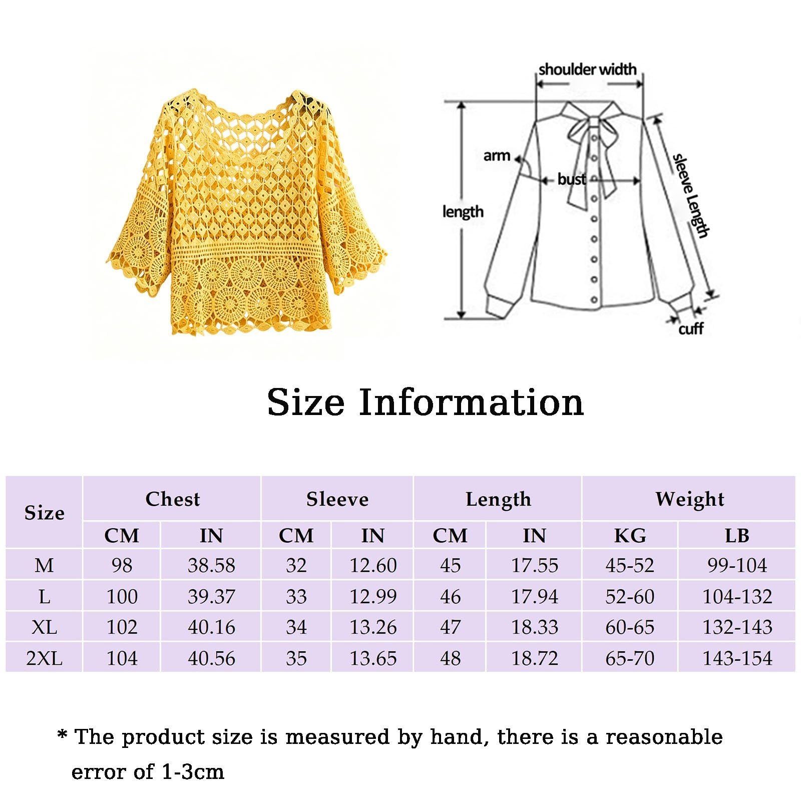 Top Estivi da Donna Intagliati a Maglia Crochet Manica 3/4 Coprispalle da Spiaggia Maglioni