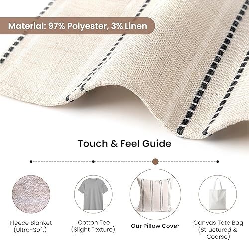 Miniatura 3 de AELS Juego de 2 fundas de almohada decorativas de lino de 20 x 20 pulgadas, fundas de almohada con textura bohemia, color beige con punto blanco y