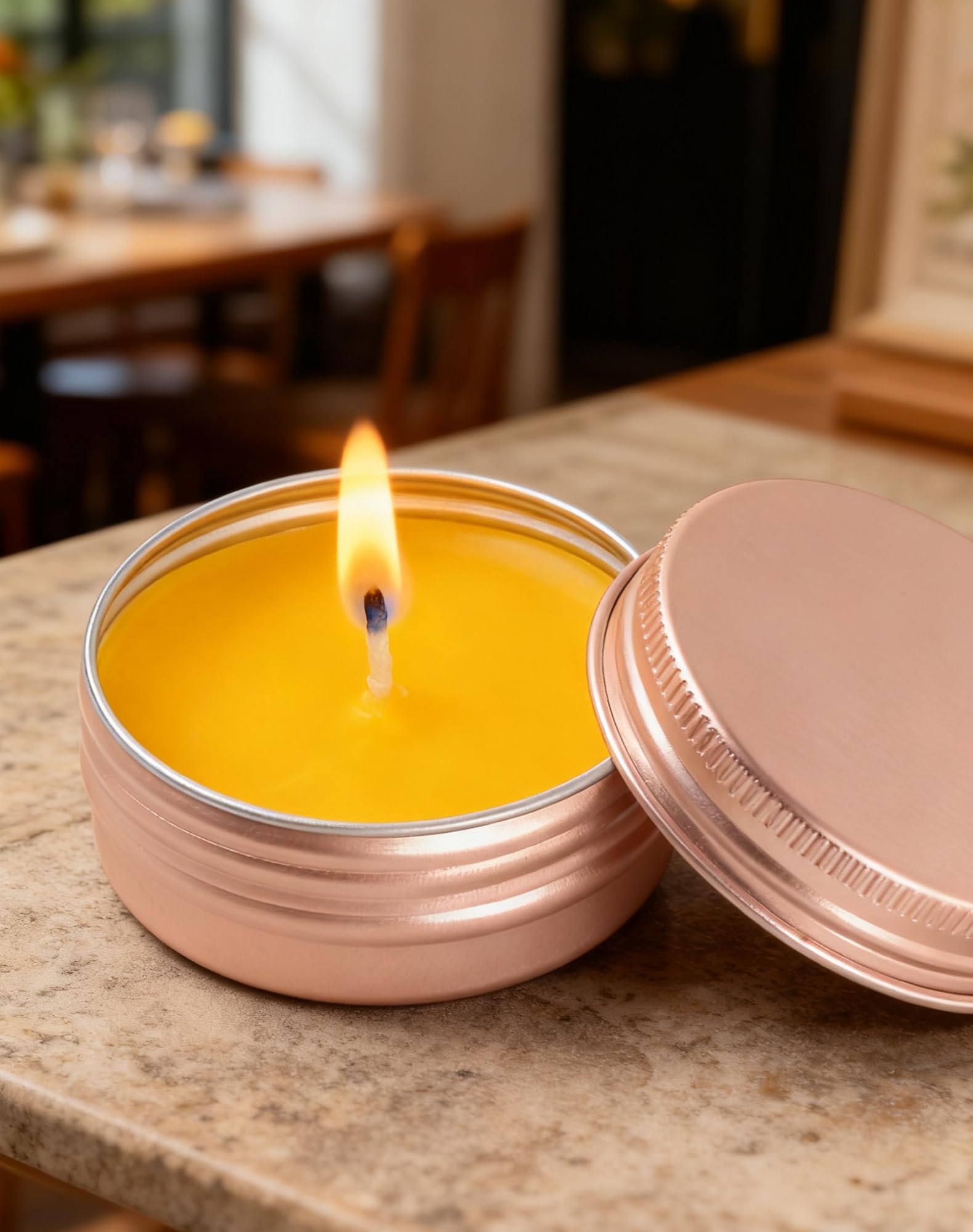 LJY 28 Pcs Boîte Aluminium Ronde Rose Gold 30ml (1 fl oz), Pot Bougie Vide avec Couvercle à Vis, Contenant Cosmétique Étanche pour Crème et Voyage, Disque en Mousse