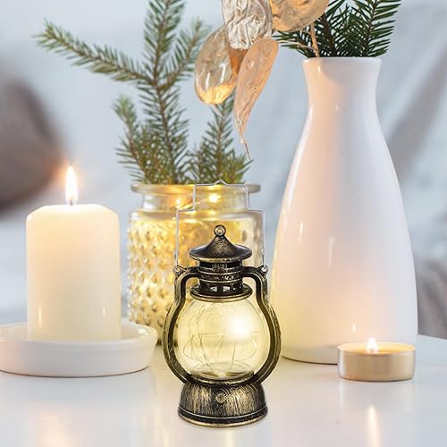 Miniatura 4 de TEHAUX 1pc Retro linterna de mano decorativa lámpara de queroseno creativa barra colgante lámpara para el hogar escena vibe iluminación (con batería)