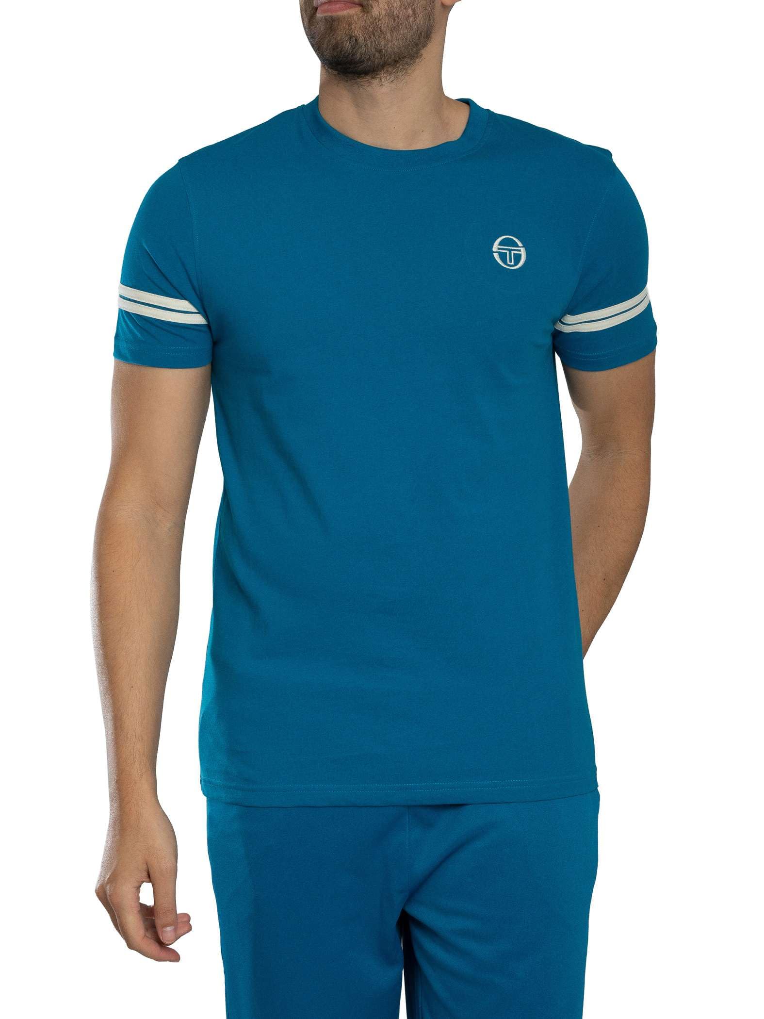 Sergio Tacchini Men's Grello Crew T-Shirt, Mykonos Blue/Gardenia, M