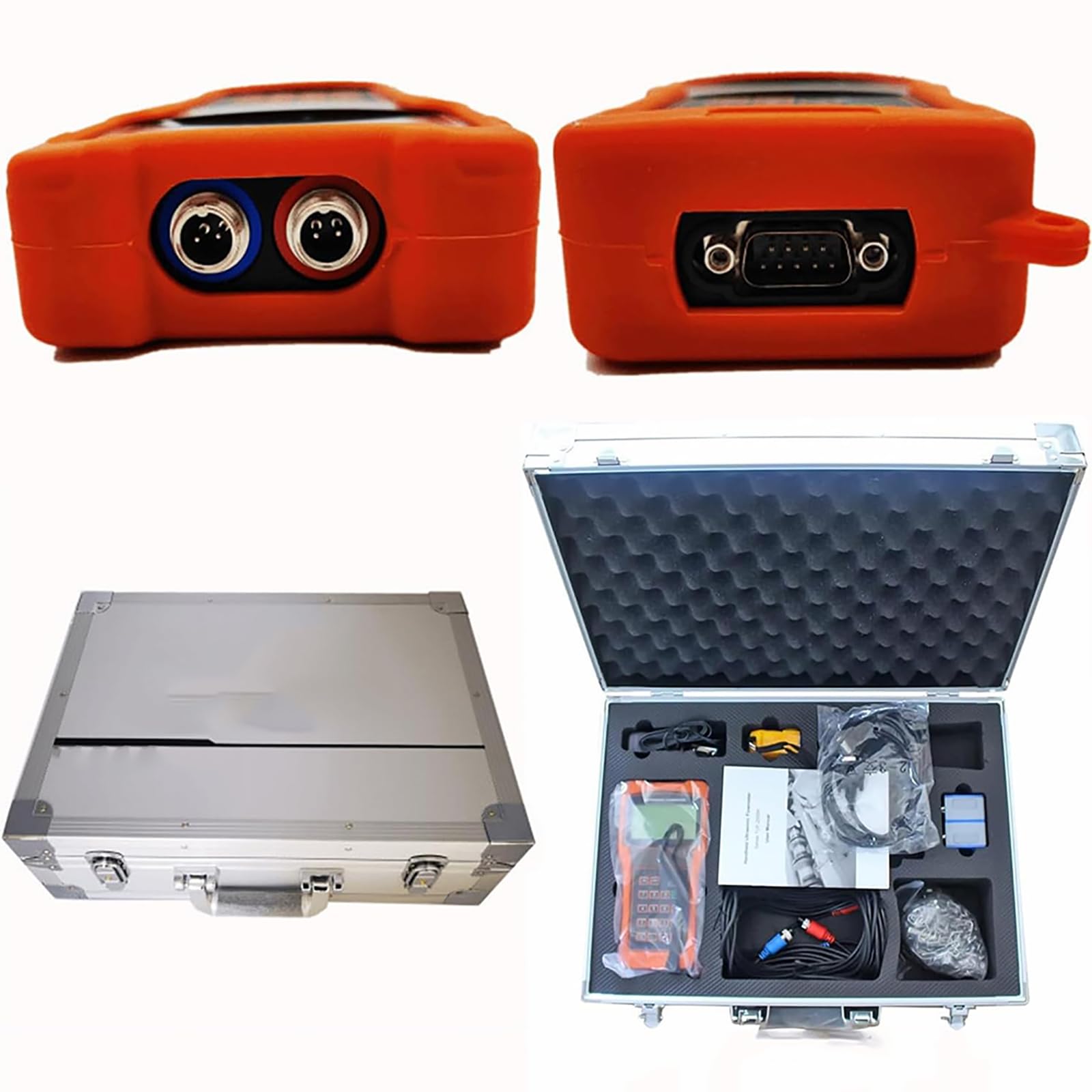 Medidor de flujo ultrasónico portátil, dispositivo de mano con monitor LCD, a prueba de polvo e impermeable para aplicaciones industriales, de aguas residuales, agua de mar y alcohol