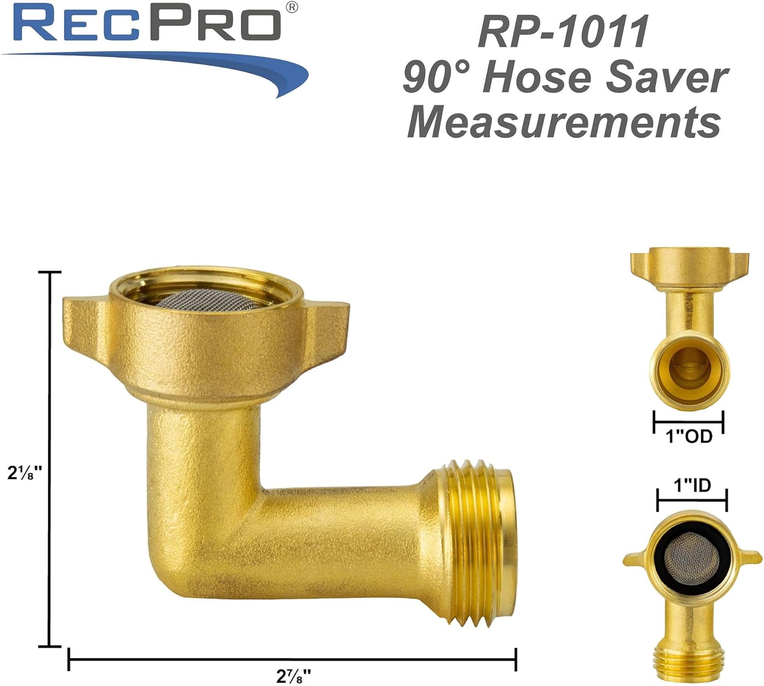 RecPro RV 90 Degree Brass Fitting | RV Plumbing | City Water Inlet Elbow Fitting | Prevents Hose Crimping and Strain : Automotive