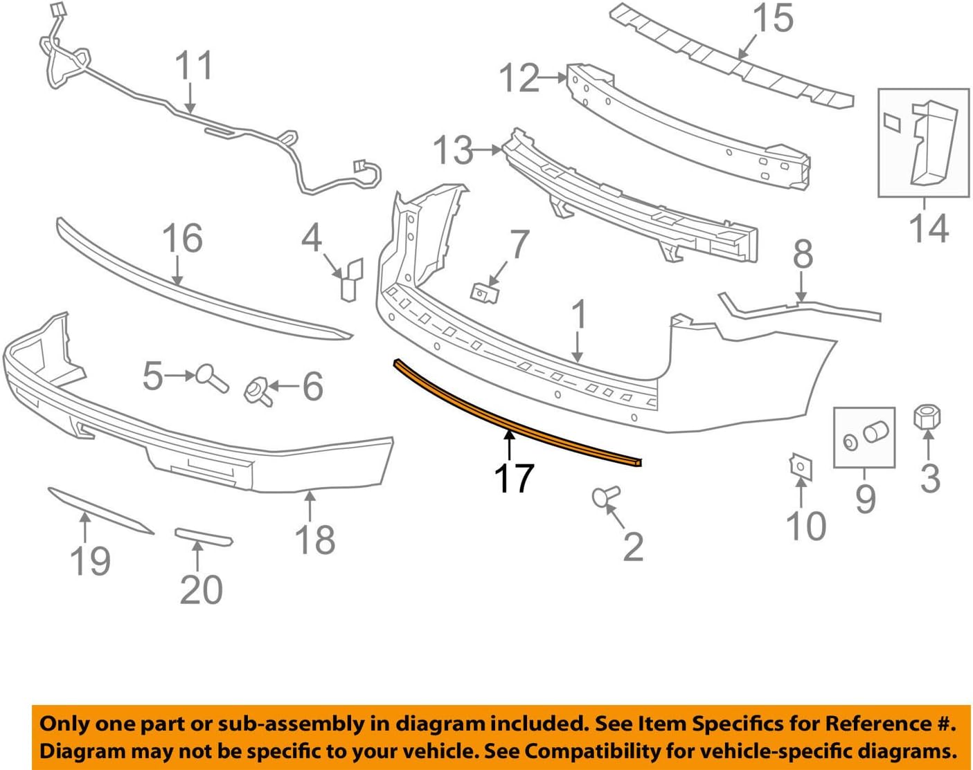 Genuine GM 20982426 Bumper Fascia Molding, Rear, Silver