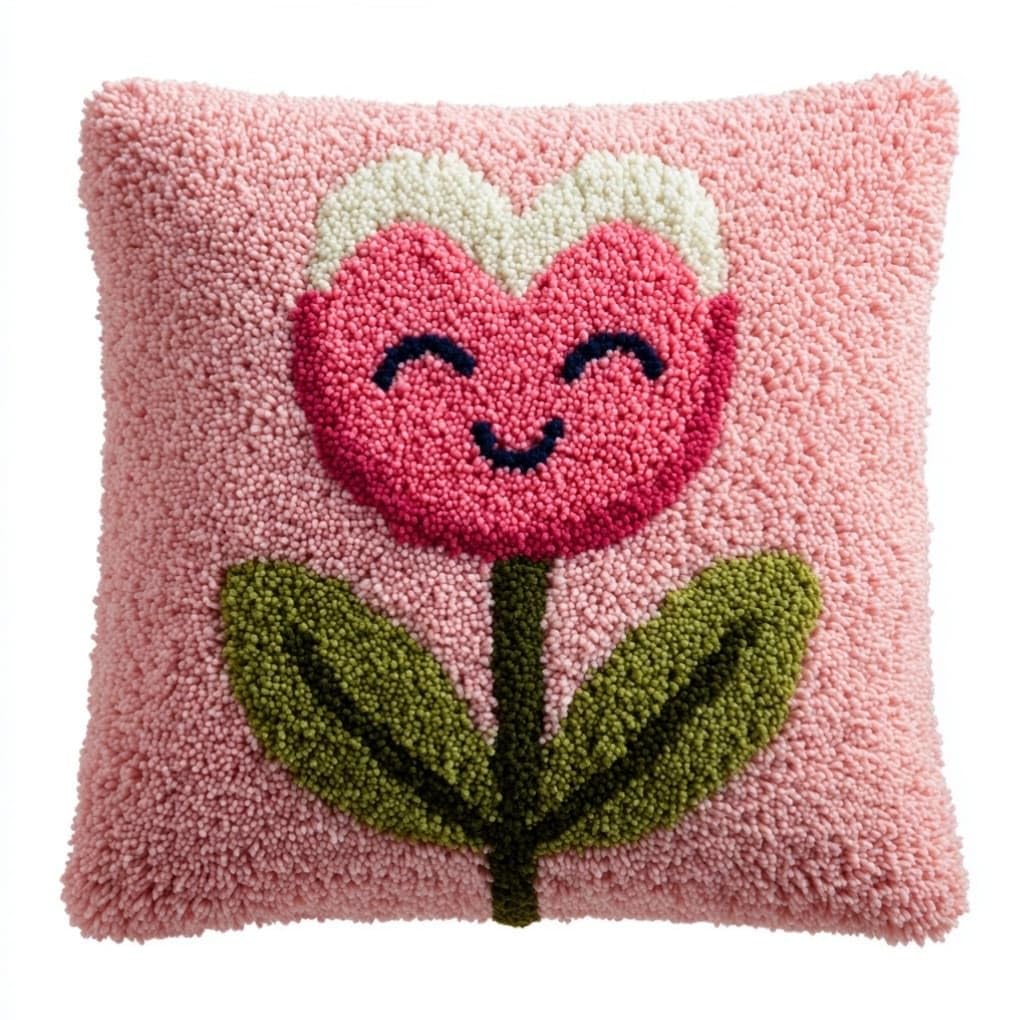 AxiangziK Latch Hook Cushion Kits for Adults,Pink Tulip Flowers