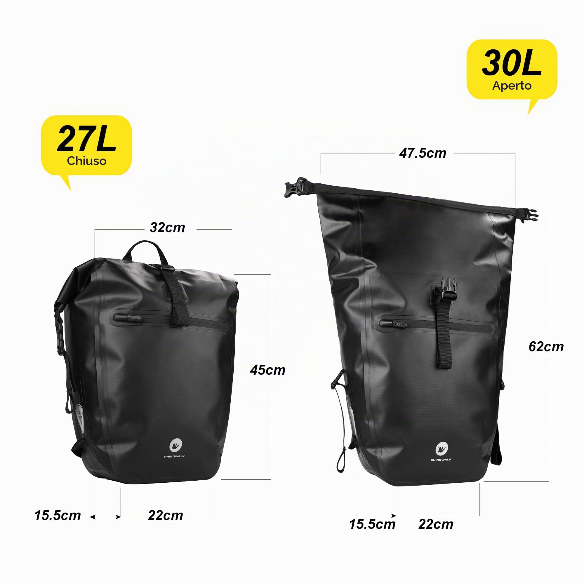 BAIGIO 27L / 30L Multi-Tasca Borsa per Bicicletta Impermeabile Borse Portapacchi Posteriore Bici MTB Sacchetto della Bicicletta per Ciclismo e Viaggio (Nero)