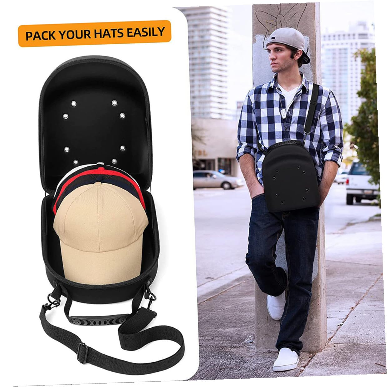 Gatuida Estuche Portátil Protección Anti-extrusión y Diseño Compacto Material Eva Resistente y Almacenamiento Seguro para Gorras de Béisbol Adecuado para Viajes