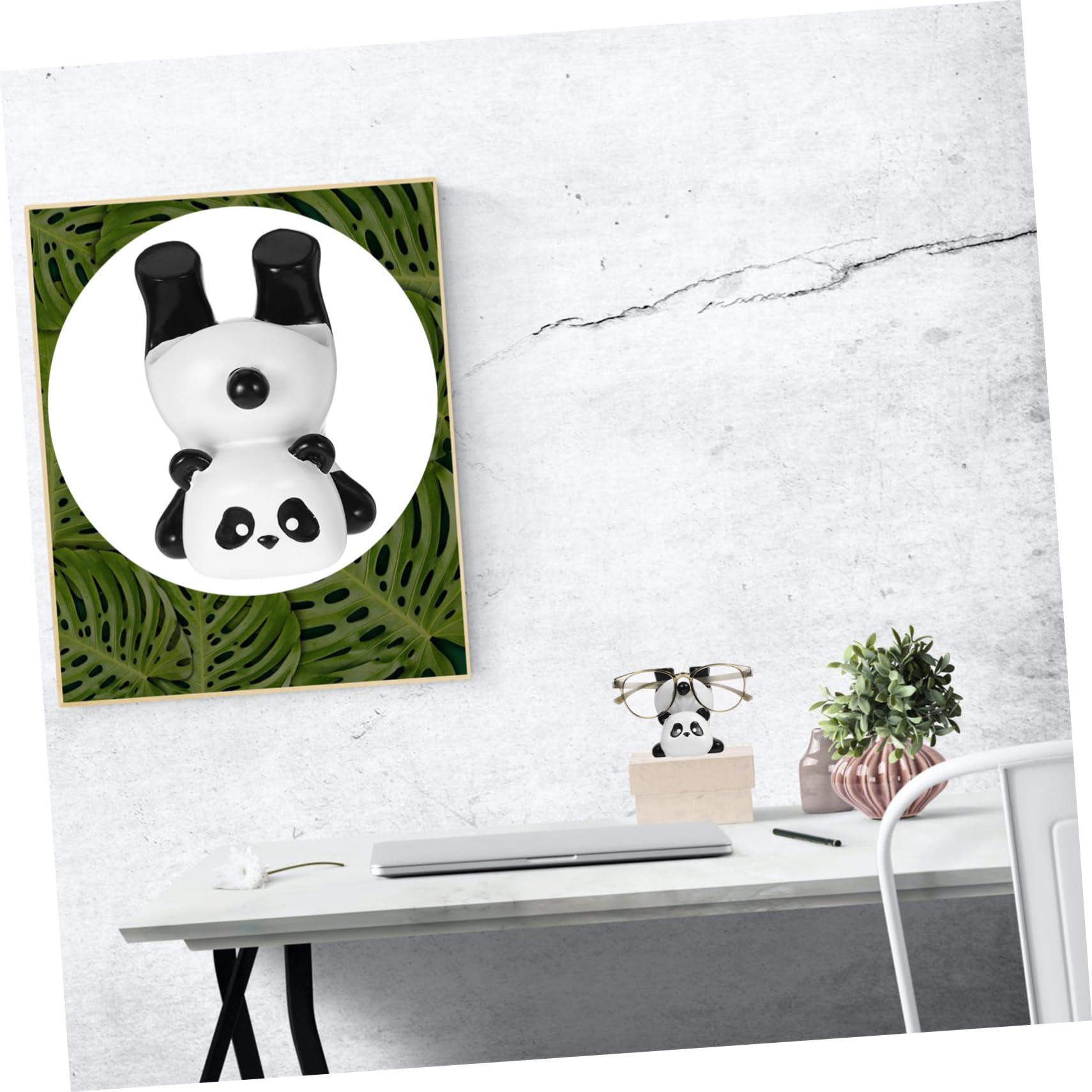 SOLUSTRE 4pezzi Portaocchiali Panda Resina Supporto Per Da Sole e Decorazione Carina Per Casa e Ufficio Espositore Per Diverse Montature Accessorio Pratico e Adorabile Per Ogni