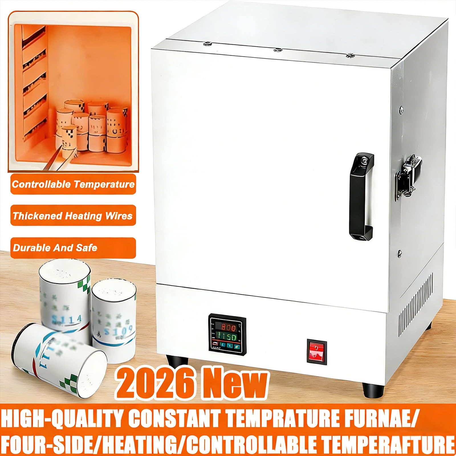 2000-W-Elektro-Durchbrennofen, Brennofen FüR Keramik, 1150 °C geschlossener Muffelofen – Echtzeitüberwachung, gleichmäßige Hitze für Zahnmedizin, Schmuckformen und Keramikherstellung