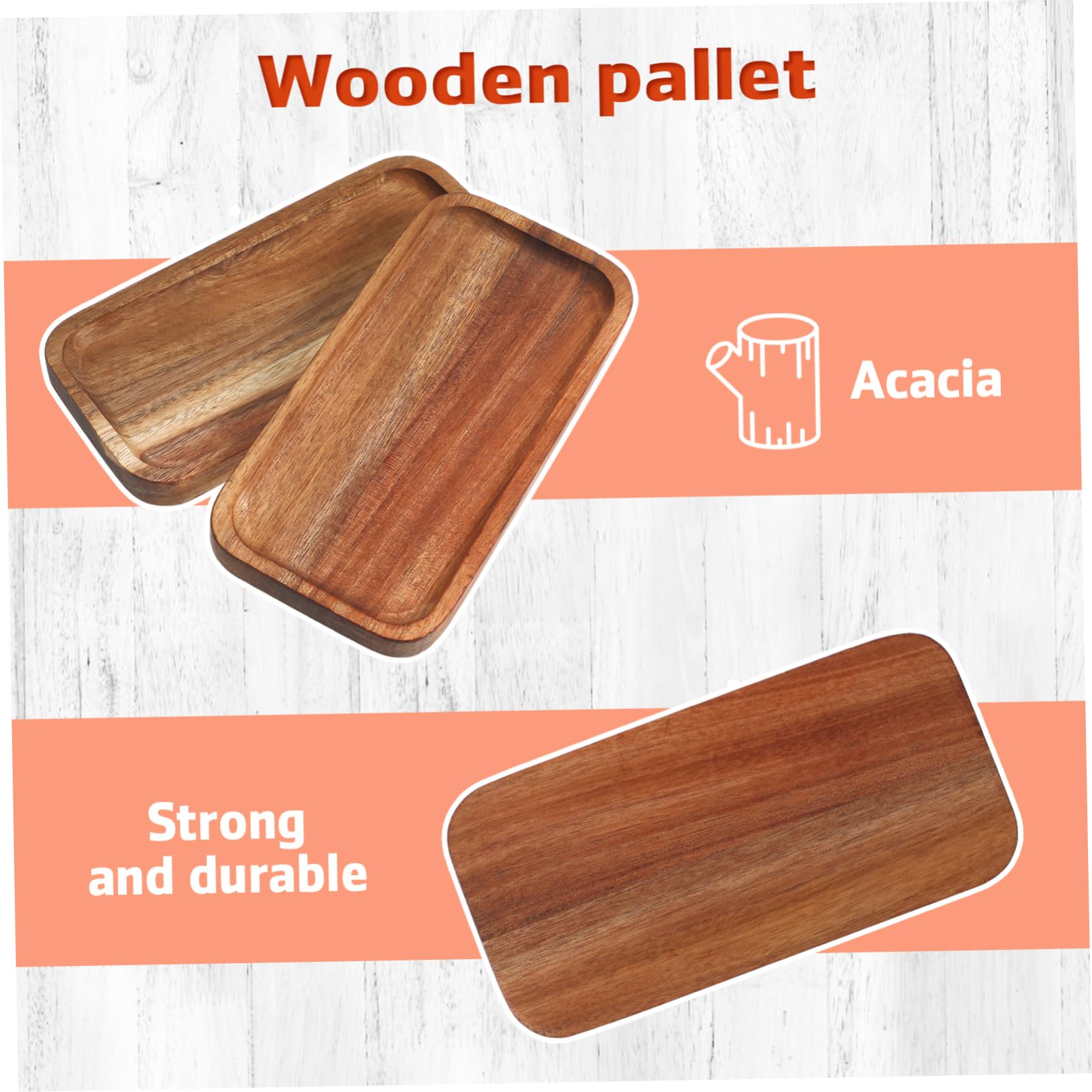 3piezas Bandeja De Madera para Servir Unidades Bandeja Rústica para Frutas