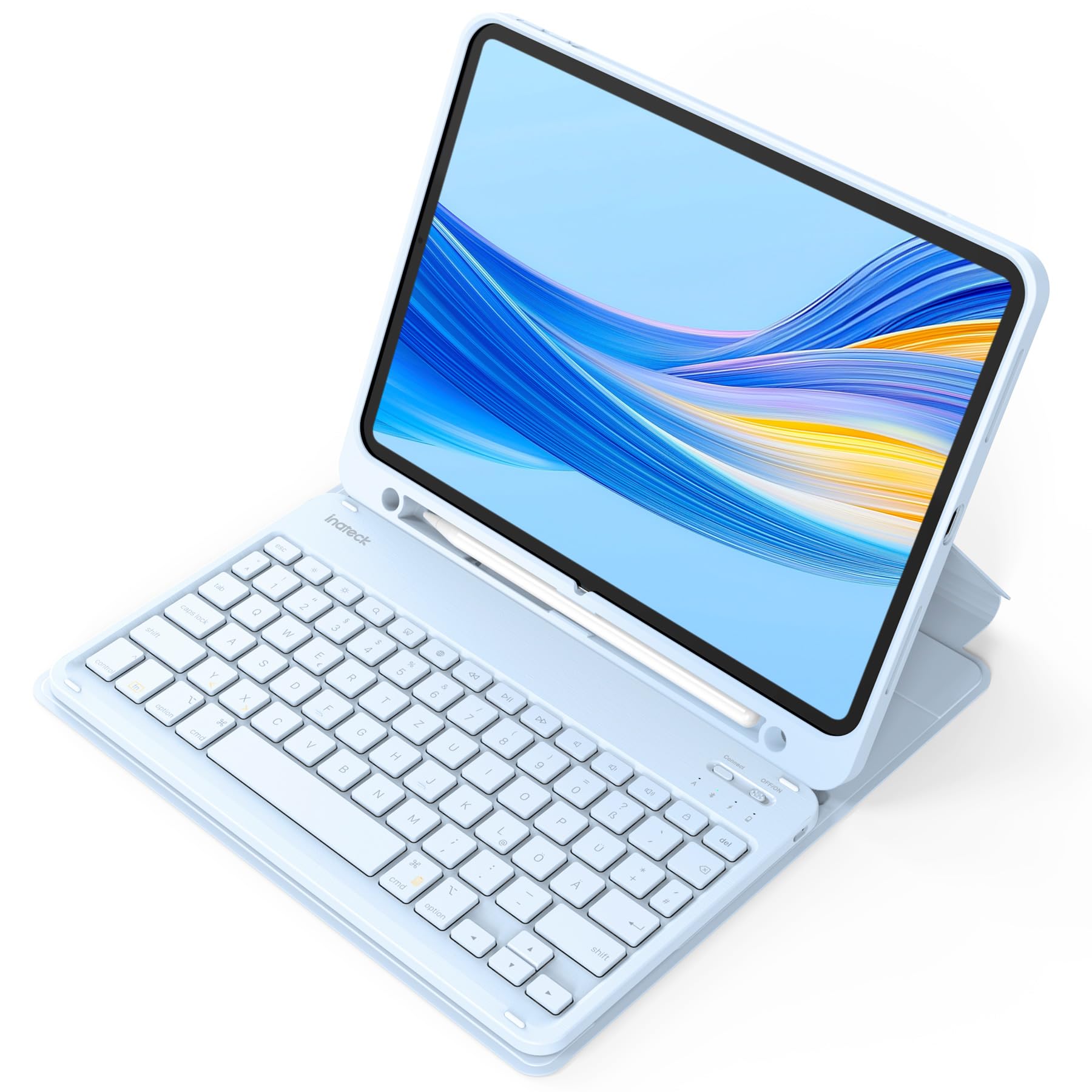 Inateck Tastatur Hülle kompatibel mit iPad 11 Gen.A16 2025 11",10 Gen.10,9",iPad Air 11" M4/M3/M2 (2026/2025), Air 5/4 10,9",Pro 11 4/3/2/1,QWERTZ, mit Stifthalter, Abnehmbar,Classic KB04002