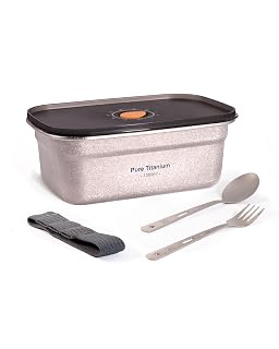 Metal Lunch Box – Lightweight Leakproof Titanium Lunch Container with Fork & Spoon, 1000ml, for Daily Meals (Titanium Natural) - Amazon product rated Grade A