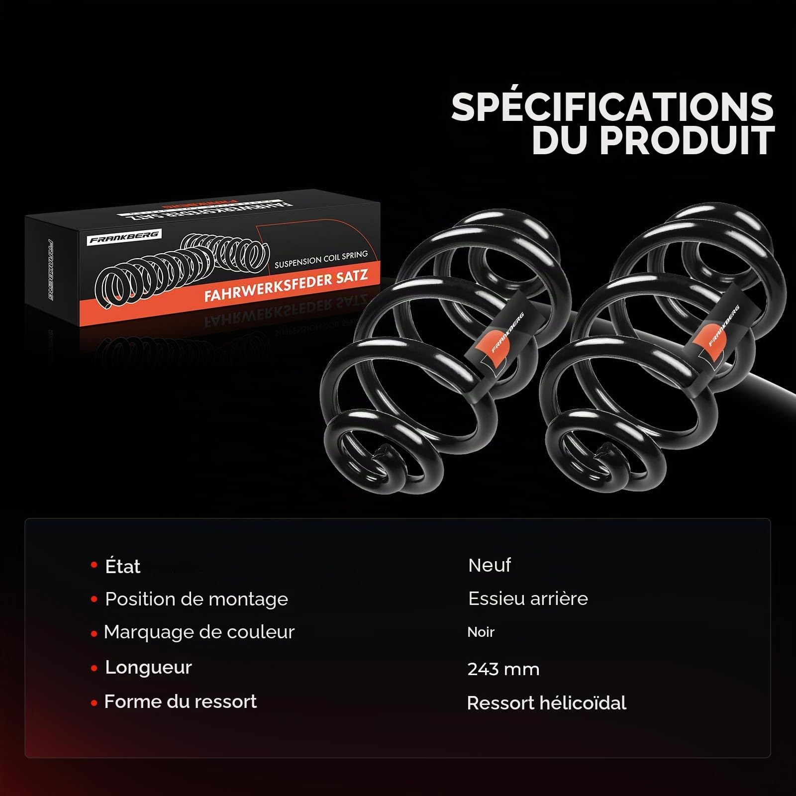Frankberg 2 ressorts de suspension pour essieu arrière 33536750756