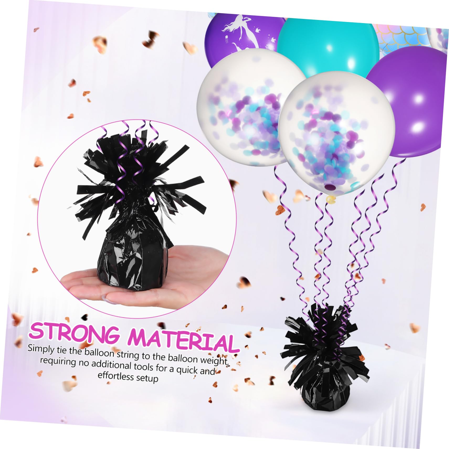 ABOOFAN Pesi per Palloncini 8 Pezzi, in Pet Nero, Riutilizzabili e Facili da Usare, per Matrimonio e Tavoli, Design Compatto e Stabile