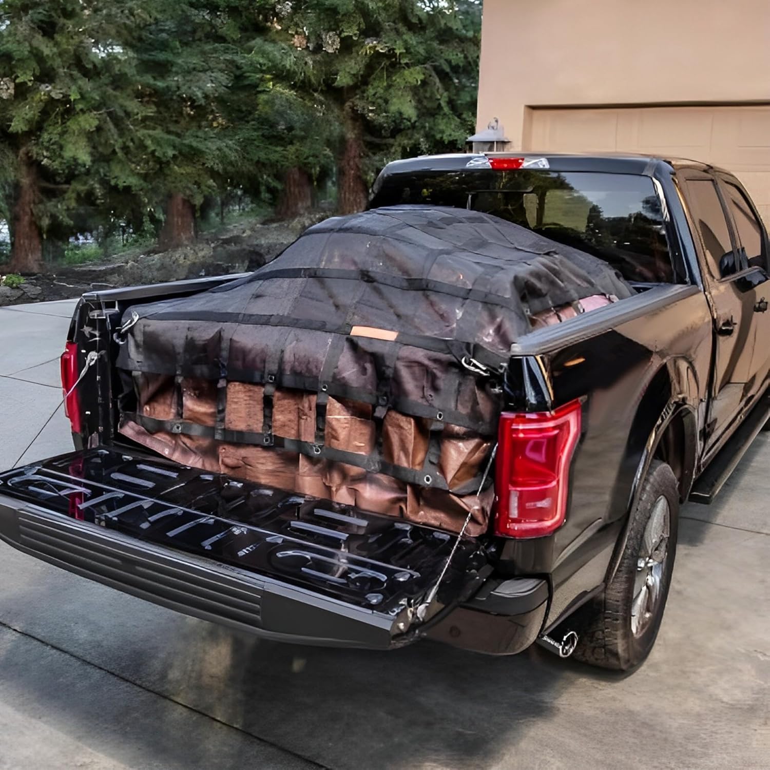 Frachtnetz,Netz für Anhänger,Verstellbar Frachtnetz Ladenetz Organizer,4 verstellbare Gurte,für Pickup,LKW,SUV,145x183cm