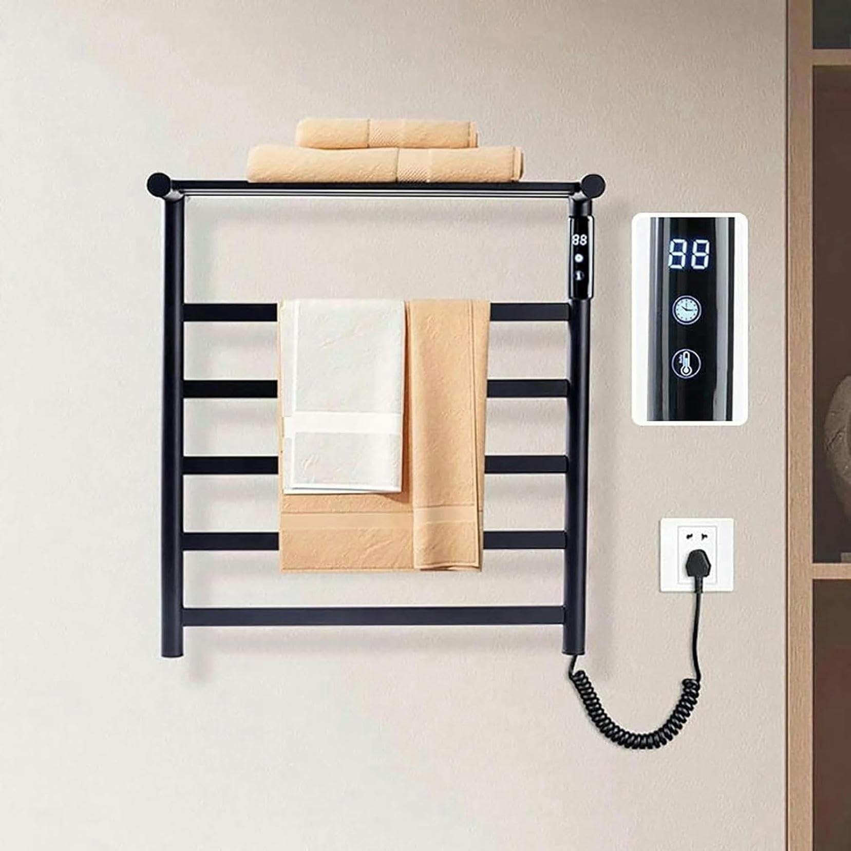 Estante de toallas de calentamiento para un baño cálido y libre de humedad en invierno