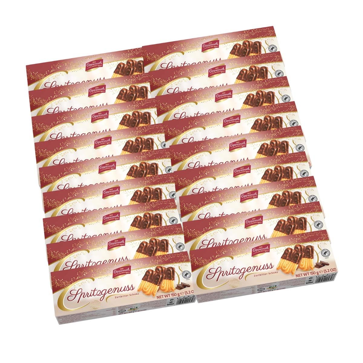 Coppenrath Spritzgenuss mit Zartbitter-Schokolade 18 x 150 g – Feines Mürbegebäck mit dunkler Schokolade | Perfekt für Kaffee, Tee und kleine Genussmomente