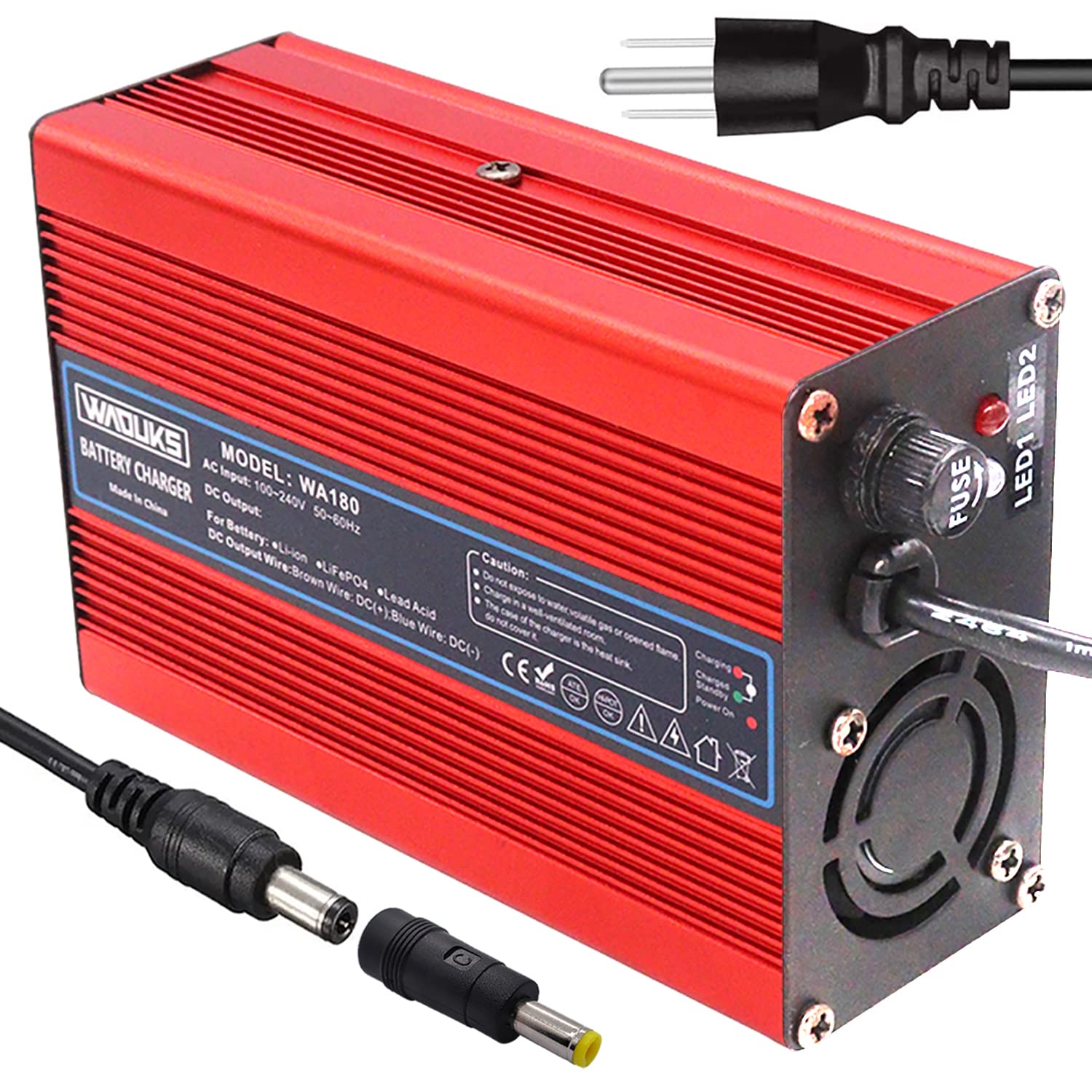 Onerbl 54.6V 3A Lithium Battery Charger for 48V 13s Batteries Pack DC 5.5×2.1mm Plug with a 5.5×2.5mm tip