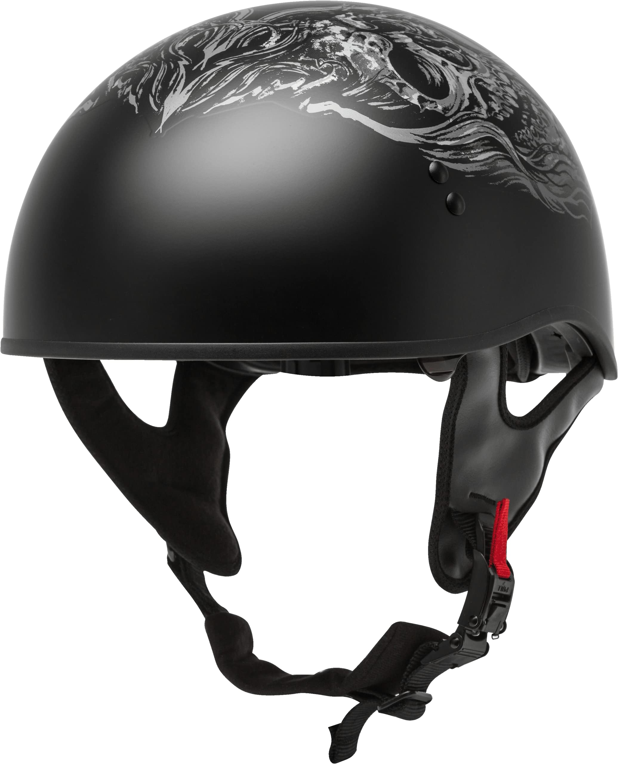 GMAXHH-65 Half Helmet Ghost Rip Naked Matte Black Silver