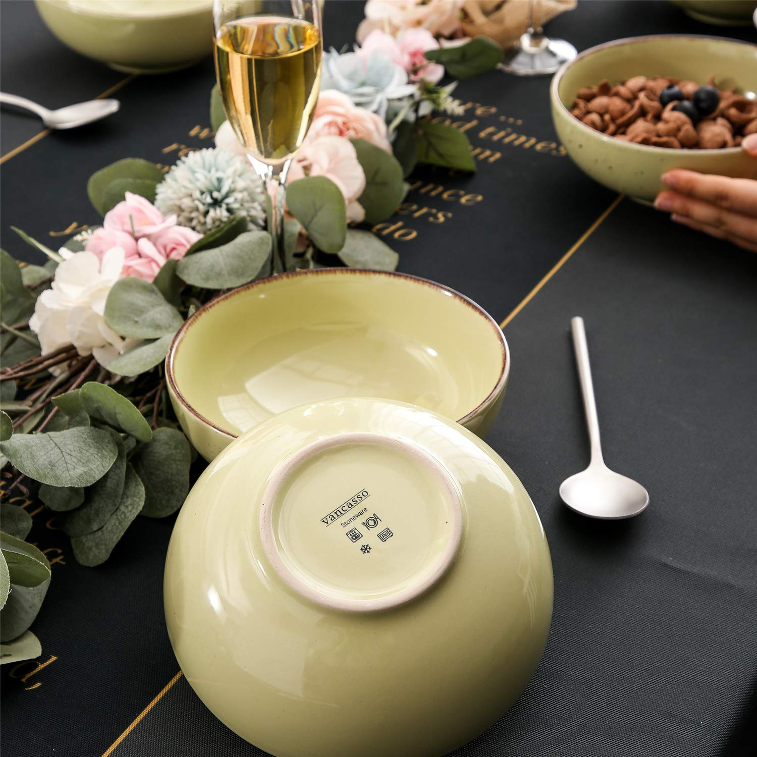 Bunte Keramik-Müslischüssel-Set, 17 cm, Suppe, Nudeln, Dessert, Obst, Nudeln und Servierschalen, 800 ml, 4 Stück
