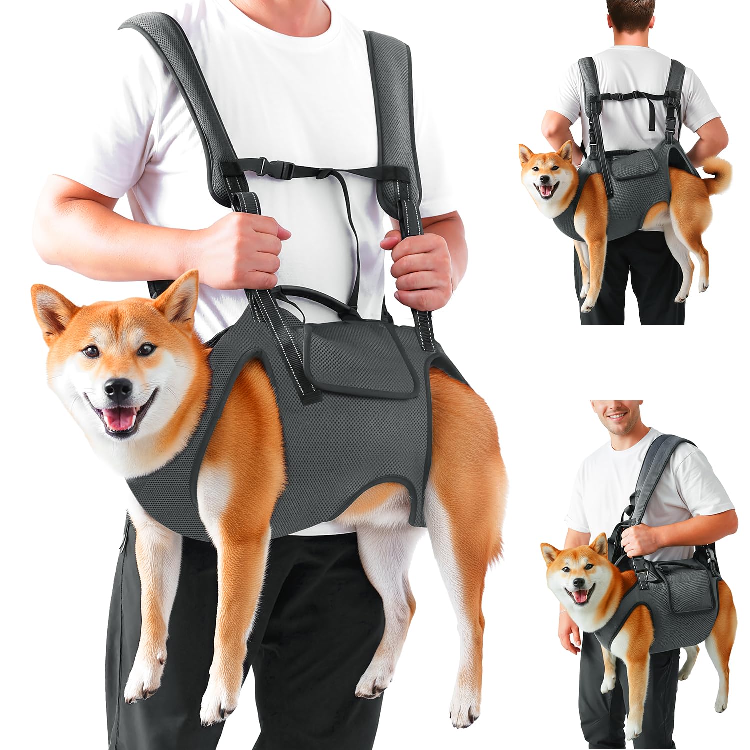 SlowTon Dog Lifting Harness for Large Dog - Full Body Support Carry Sling Bag Breathable Backpack Carrier help em up harness for Elderly Injured Arthritic Disabled Dogs