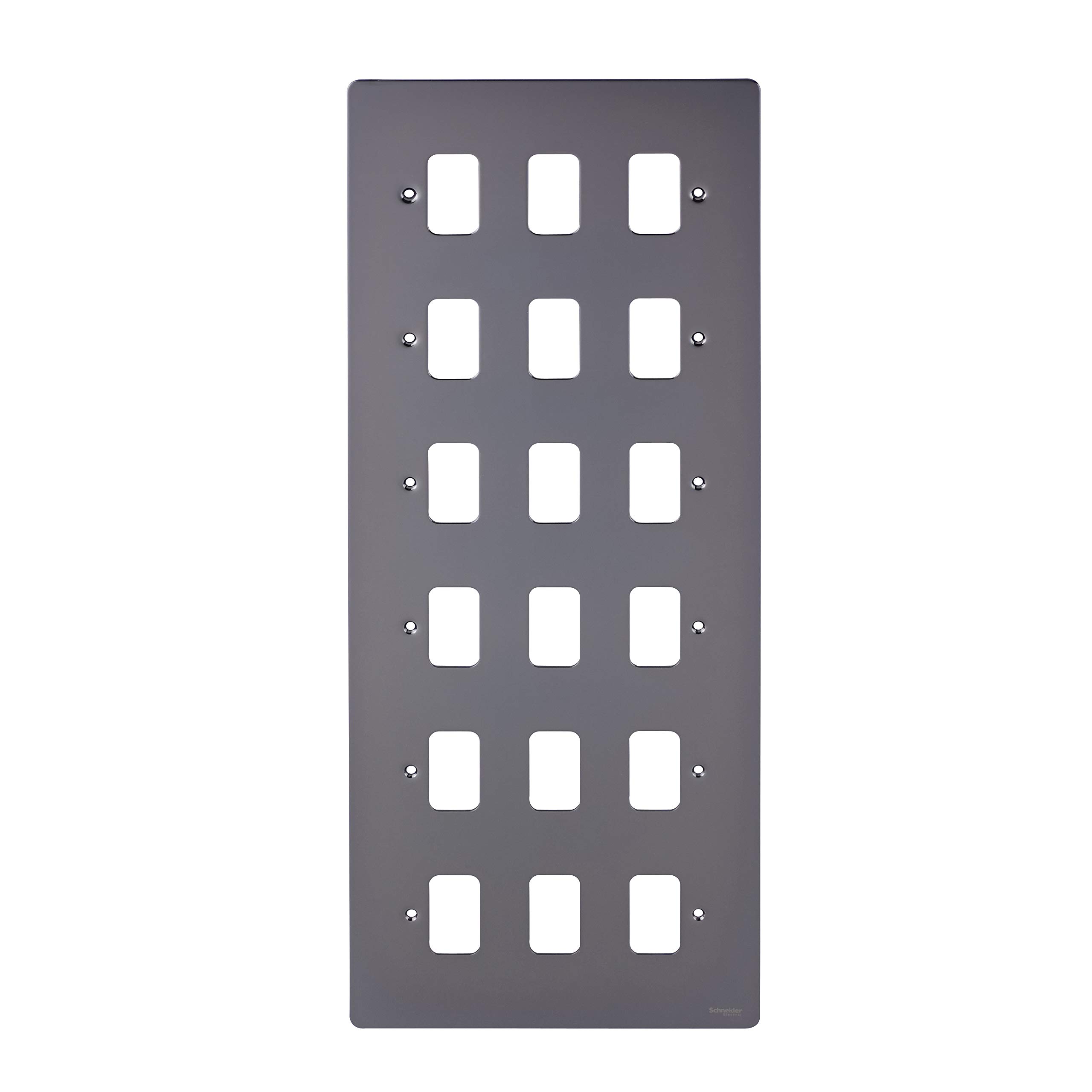 Schneider Electric Ultimate Flat Plate - 18 Gang Grid Faceplate, with Mounting Frame, GUG18GBN, Black Nickel