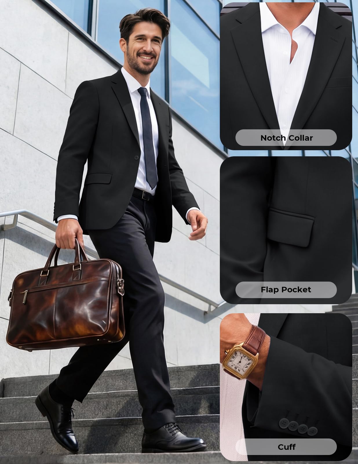 PJ PAUL JONES Herren Sakko Sportlich Modern Jersey Blazer Jackett Regular Fit 1 Knöpfe Anzugjacke Business Hochzeit