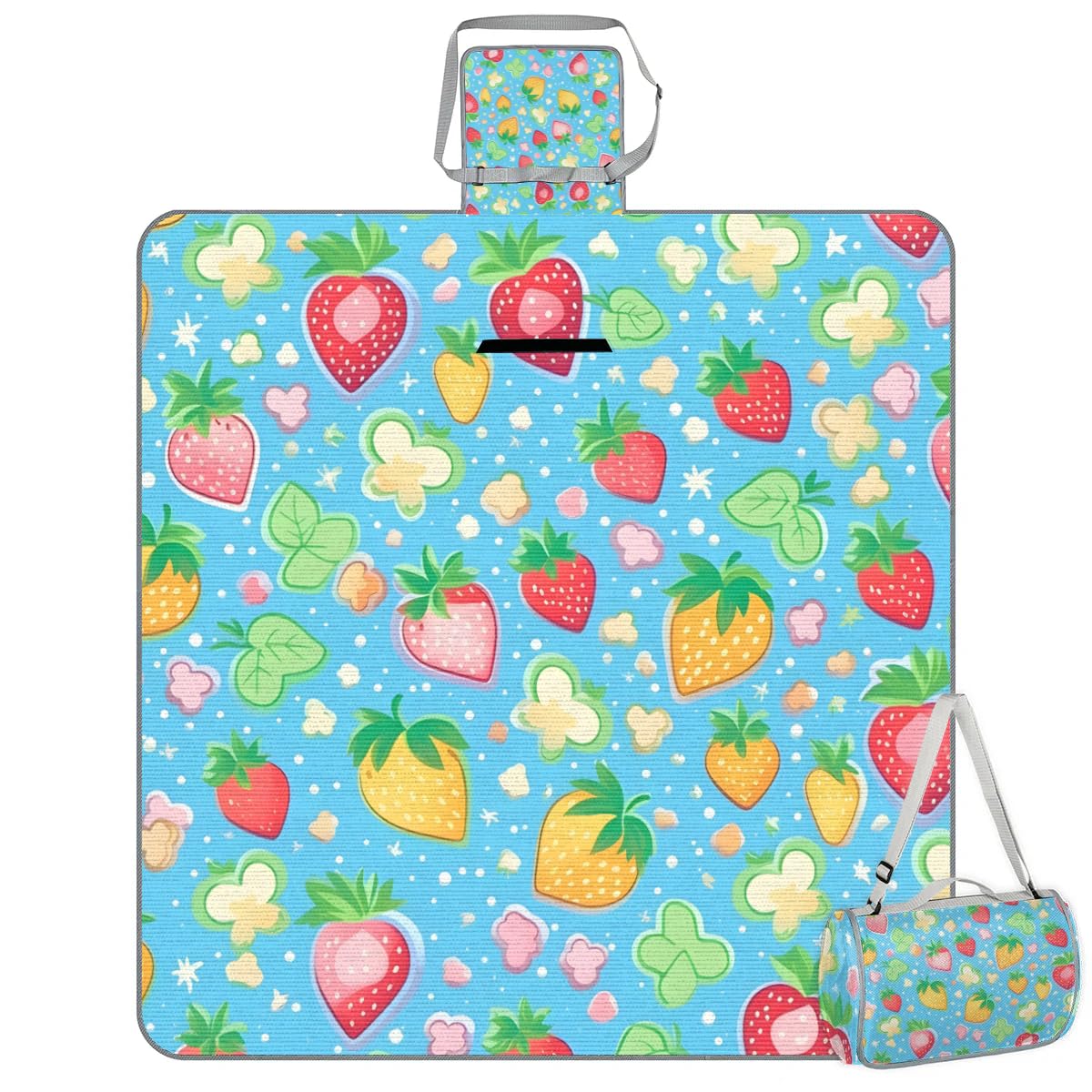 Manta de picnic de 150 x 145 cm, colorida manta plegable para exteriores, impermeable, para playa, camping, senderismo, picnic