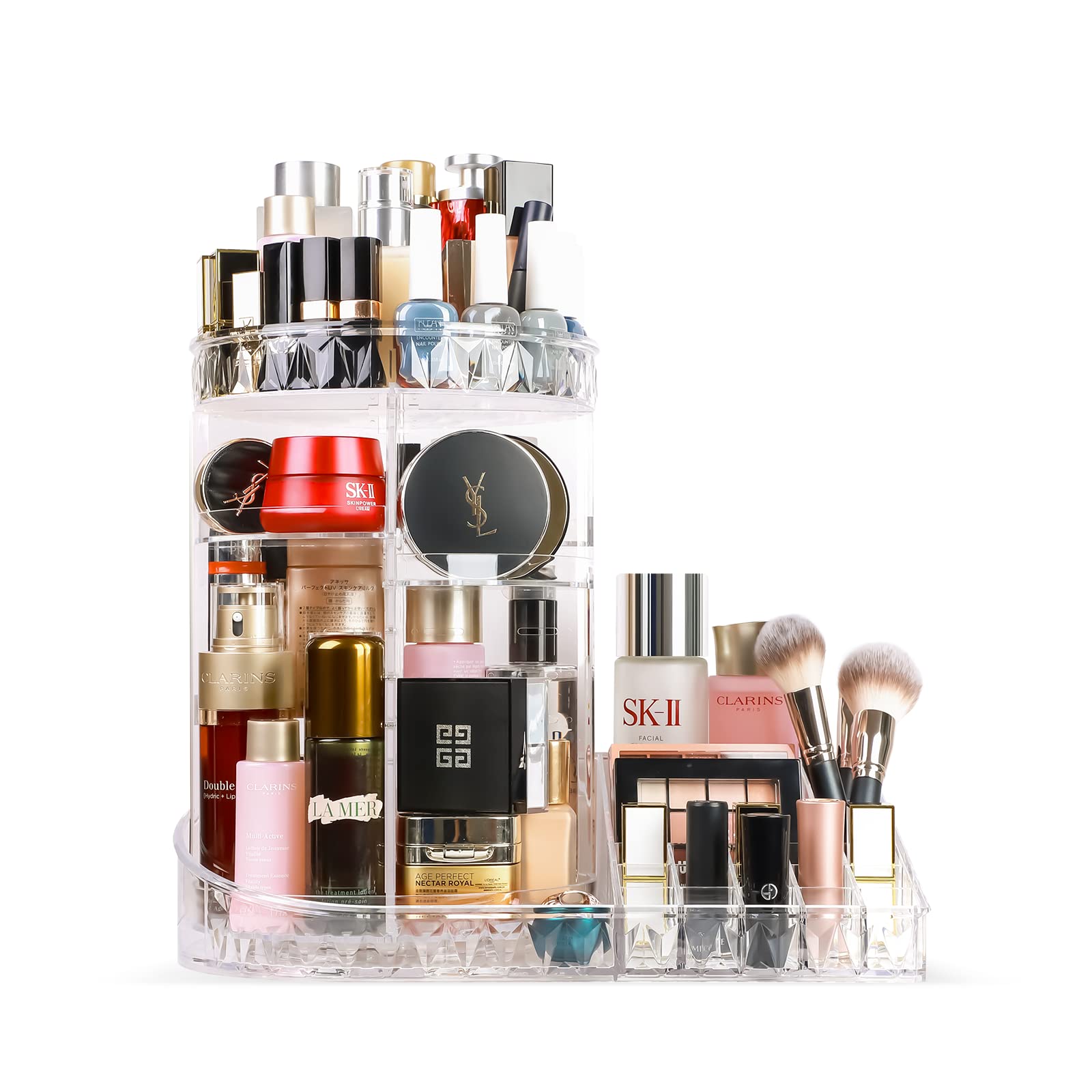 BaytionMakeup Organizer,360°Rotating Adjustable Cosmetic Storage Display Case with 7 Layers Large Capacity for Skin Care,Cosmetic Brush,Lipstick and Nail Polish (Clear)