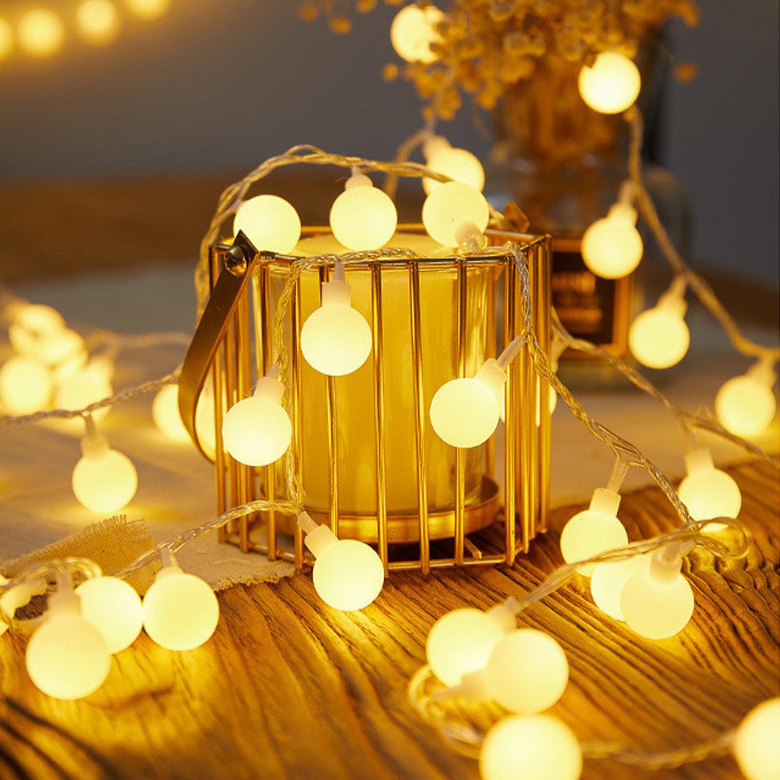 ENLACE Kugel Lichterkette Mit Batterie – 1,5 M, 10 Bunte LED-Kugeln, 2,4 Cm Durchmesser, Für Drinnen & Draußen, Deko Für Hochzeit, Balkon, Party & Weihnachten Lichterkette Kugeln Batteriebetrieben