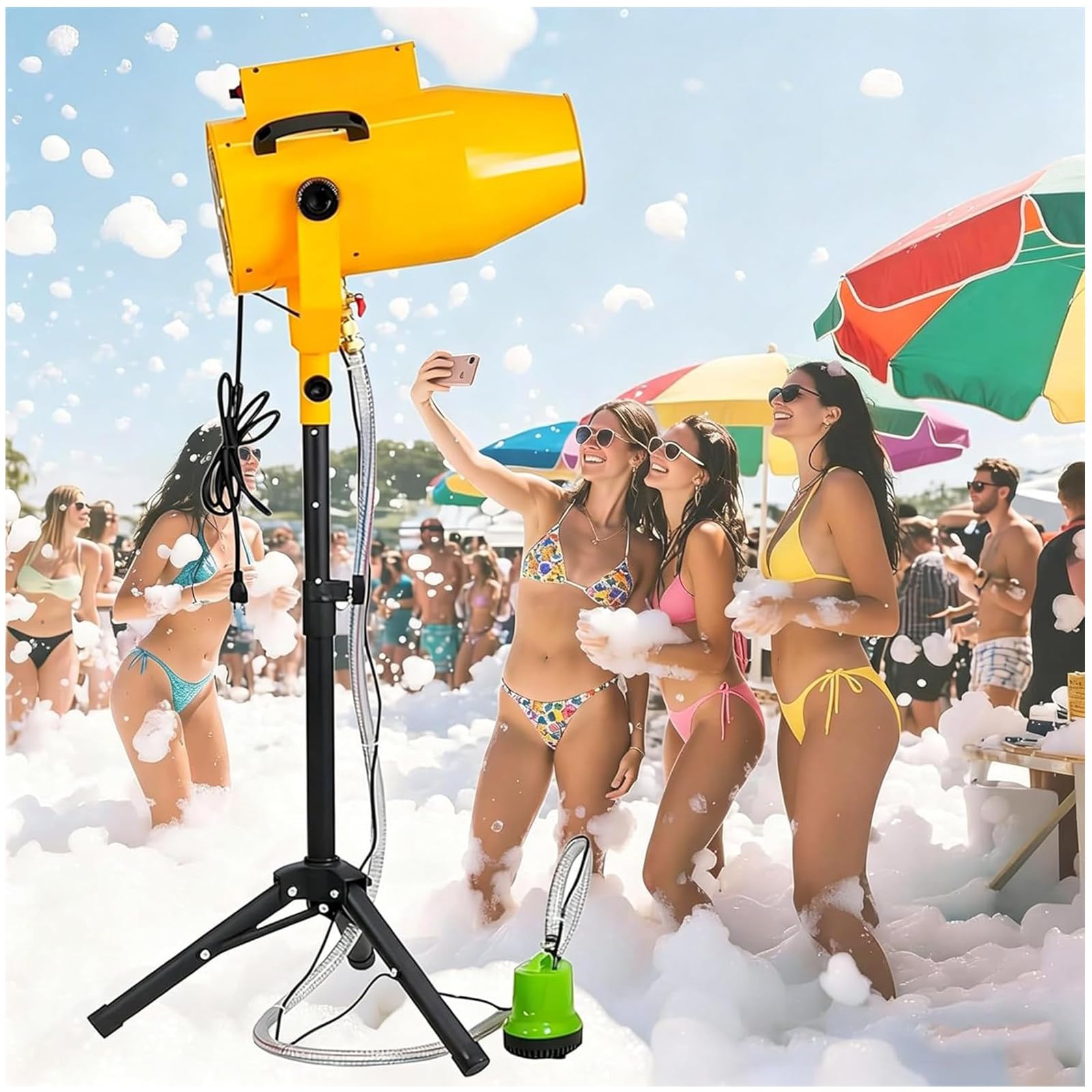 Eastnmythet Large Stage Foam Machine, 1000W Summer Foam Party Machine for Backyard, Pool, Outdoor Events, Birthdays, Celebrations & Party Yellow