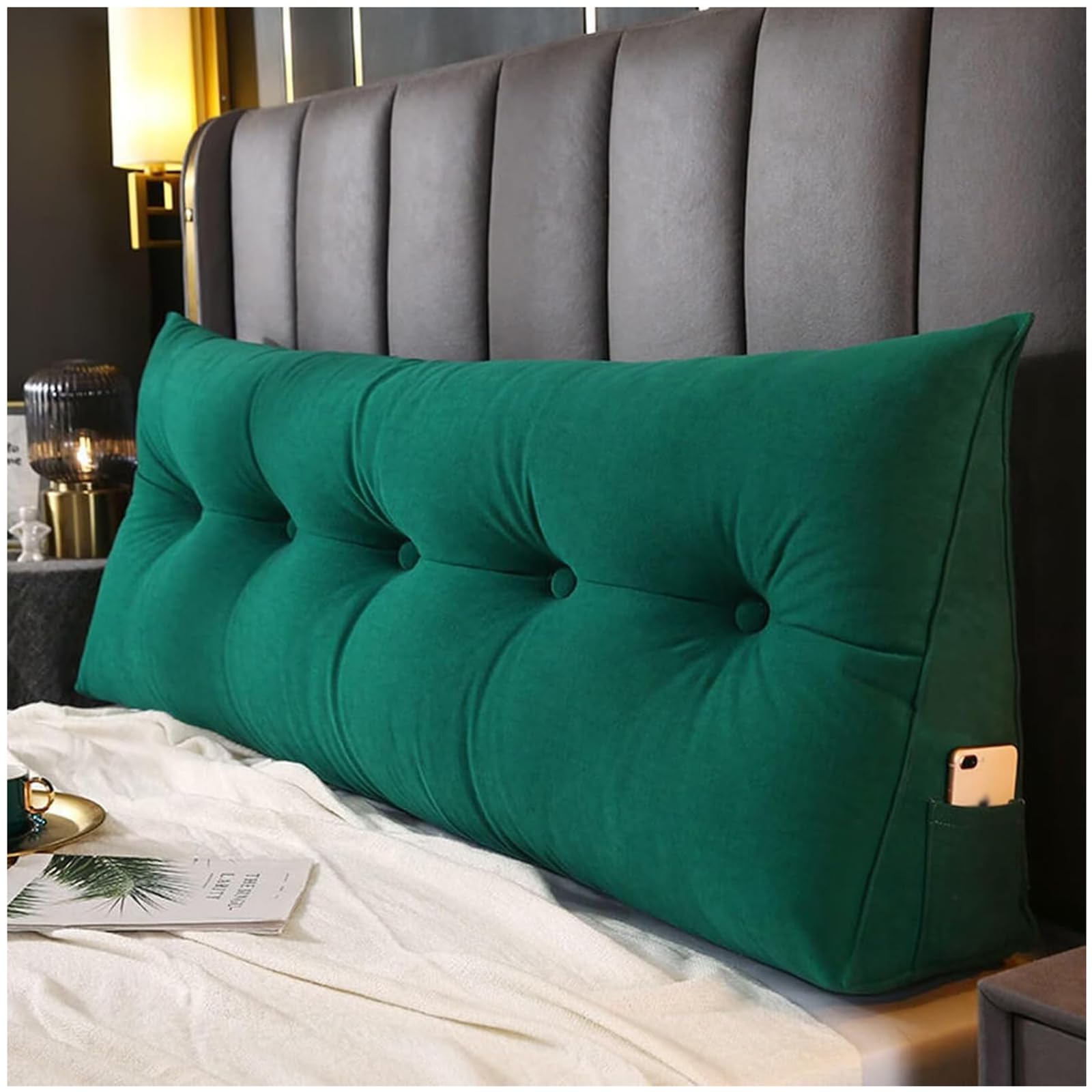 Coussin de lecture triangulaire ZTGL en velours C06 pour soutien lombaire de lit