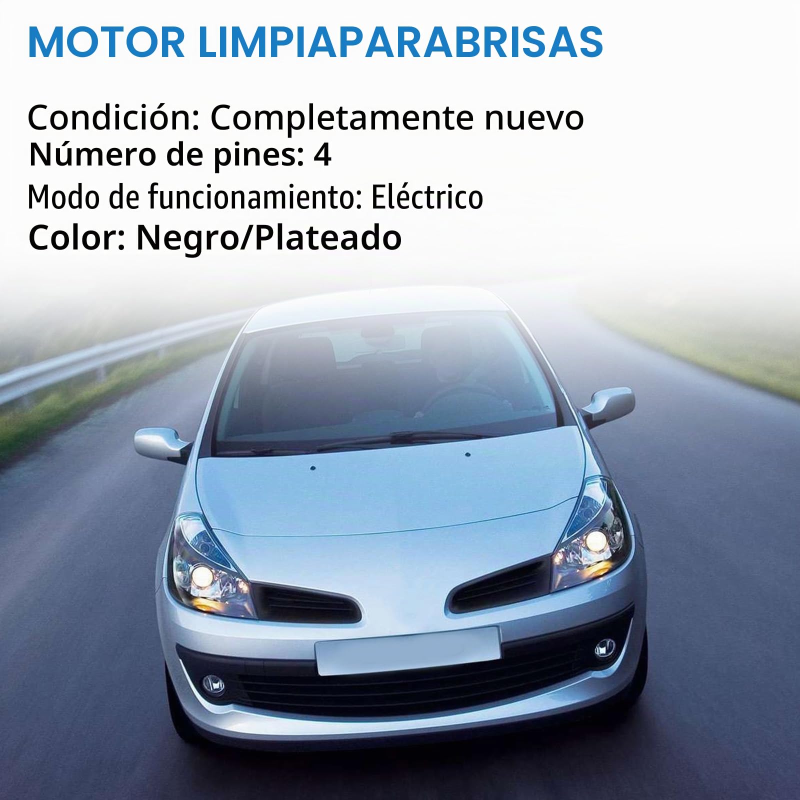 Motor de limpiaparabrisas delantero compatible con Clio III BR0/1 CR0/1 2005-2014 Grandtour 2008 - Van SB_ SR_ 2005 - Repuesto para 7701061590 53567502 8200268931 579738