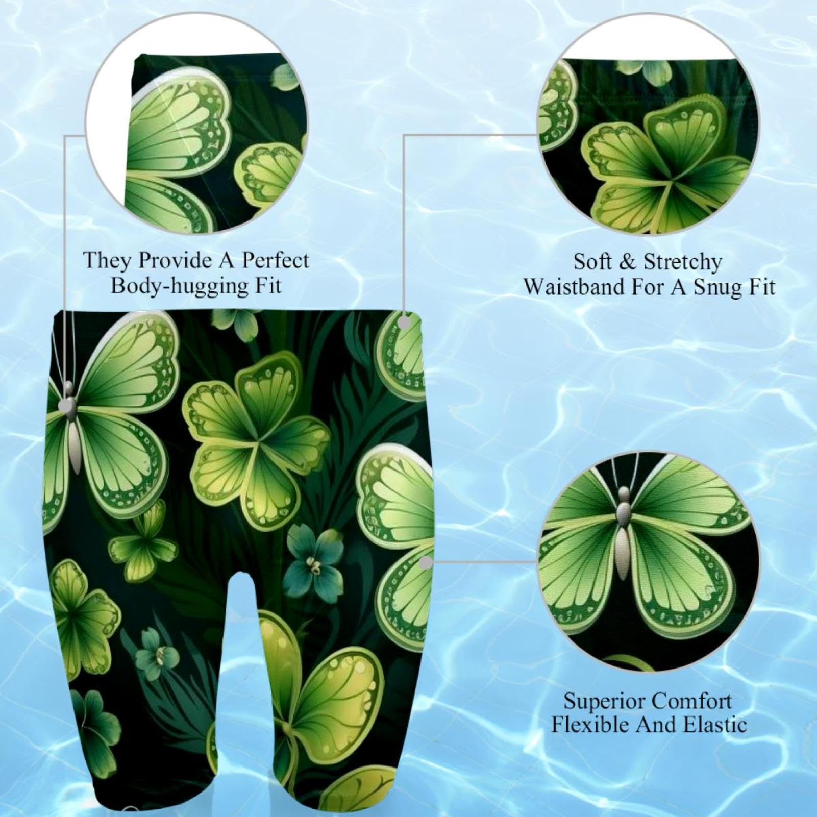 St Patrick's Day Swimsuit for Men & Boys,Competition Lap Swim Suit, Square Leg Endurance Training Multicoloured