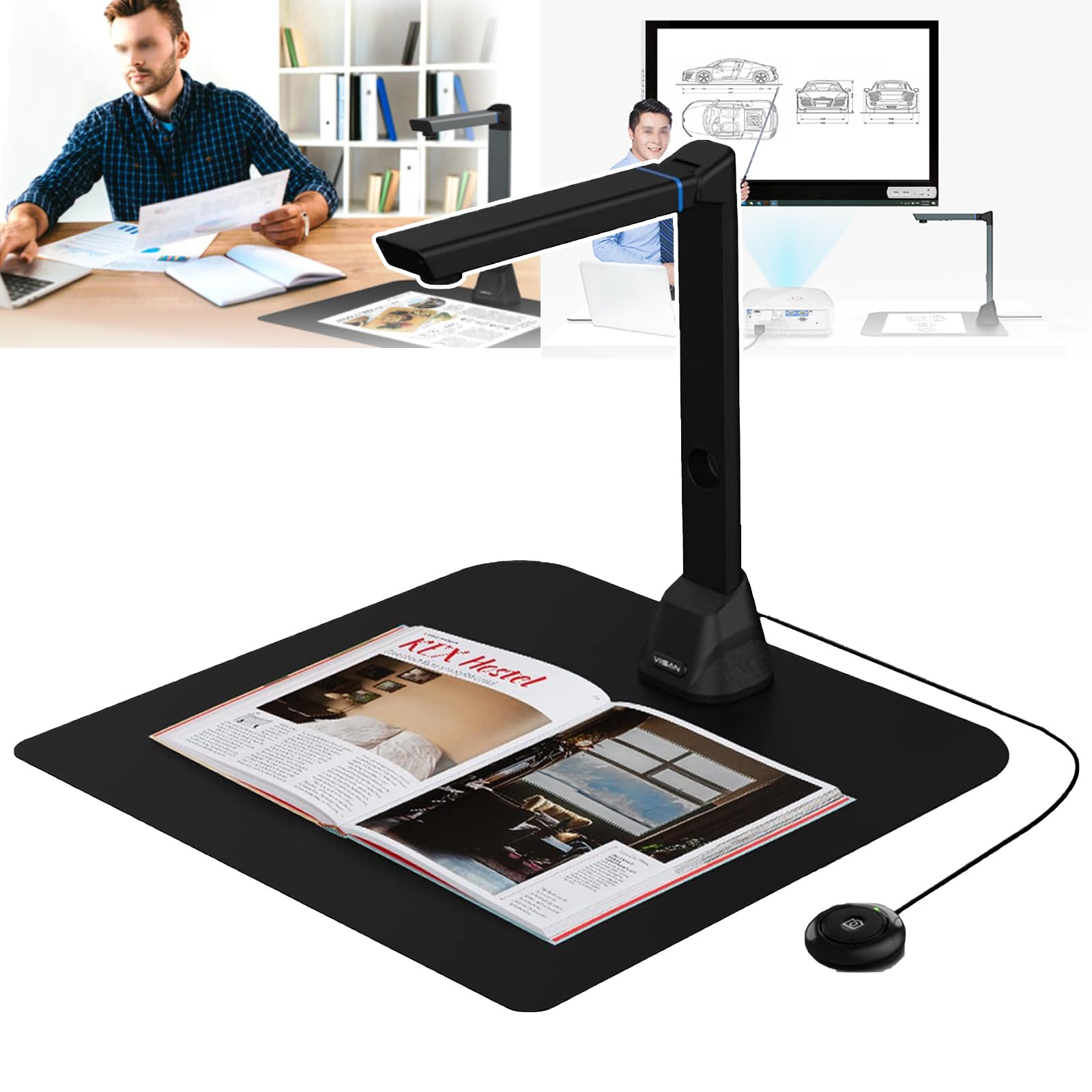 Scanner de caméra de documents pour bureau pliable à 90 degrés