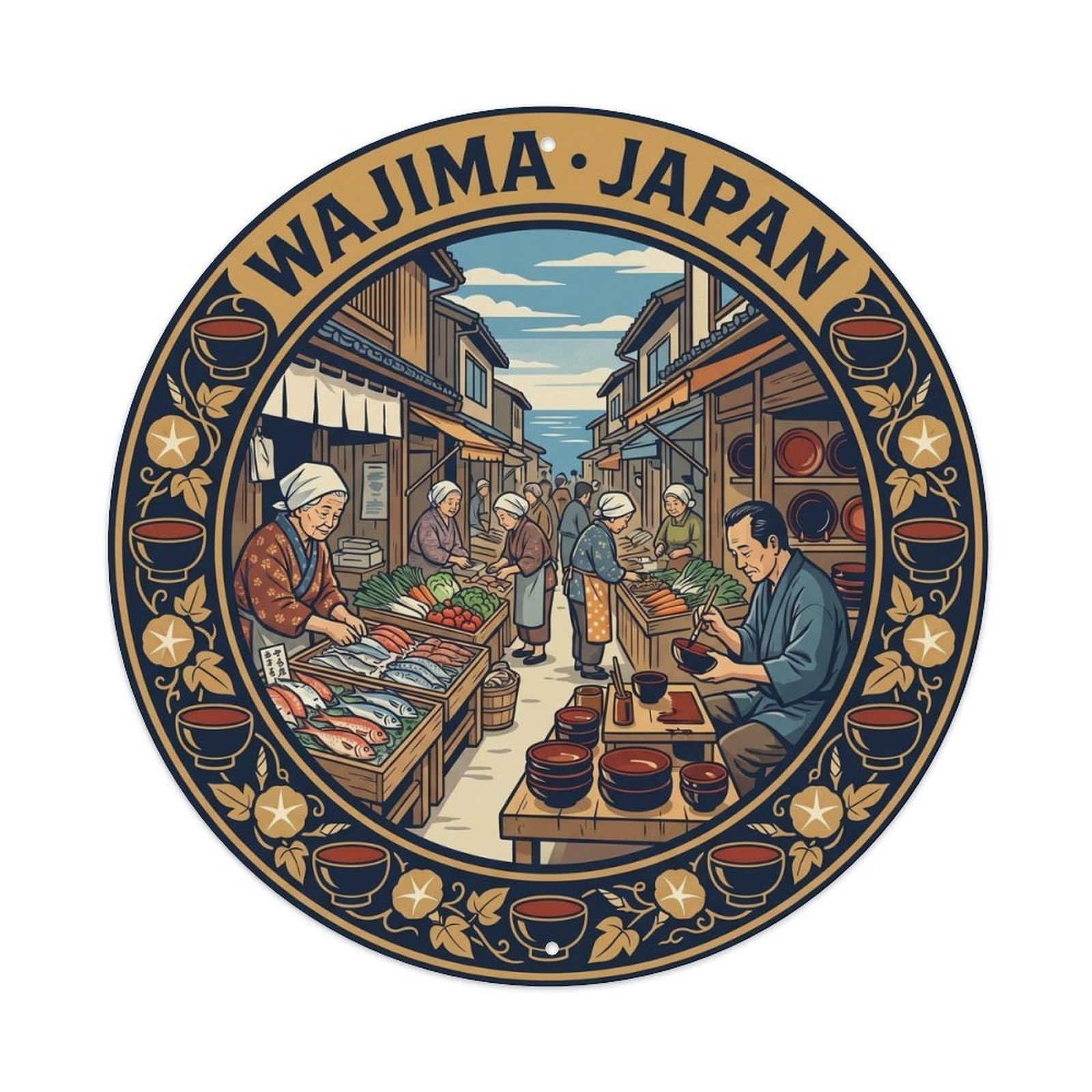 Wajima Market Lacquer Handmade Tradition Local Craft Metal Tin Sign