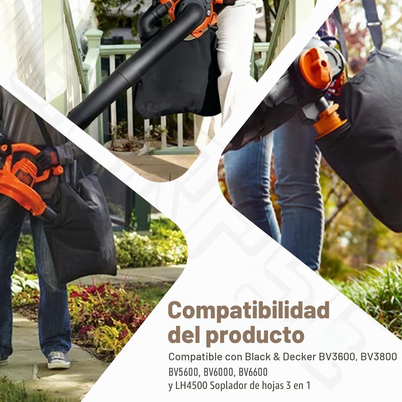 90560020-01 Bolsa sustituye a 90560020 90539053, compatible con soplador de hojas Black & Decker, compatible con soplador de hojas modelo BV3600 BV3800 BV5600 BV6000 LH4500 3 en 1