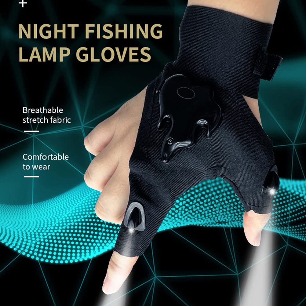 Gants De Pêche LED – Imperméables, Respirants, Avec 2 Lampes – Idéal Camping, Randonnée, Survie, Nuit