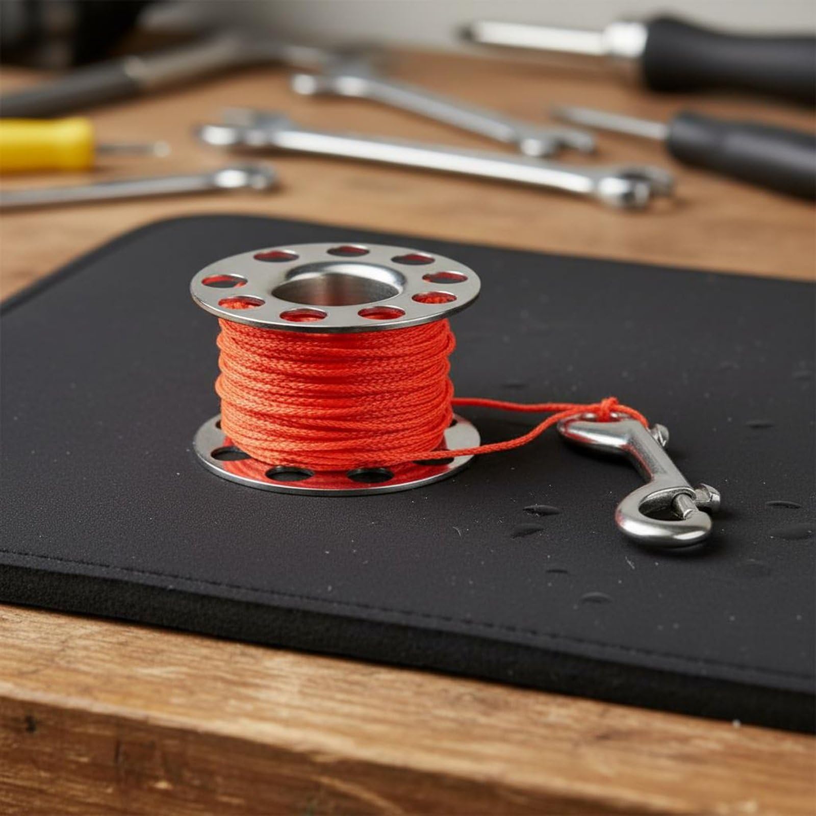 Mulinello Subacqueo Mulinello Boa Subacquea Bobina Sub Scuba Reel con Doppio Moschettone per Aggancio Semplice E Controllo Del Filo in Nylon Struttura