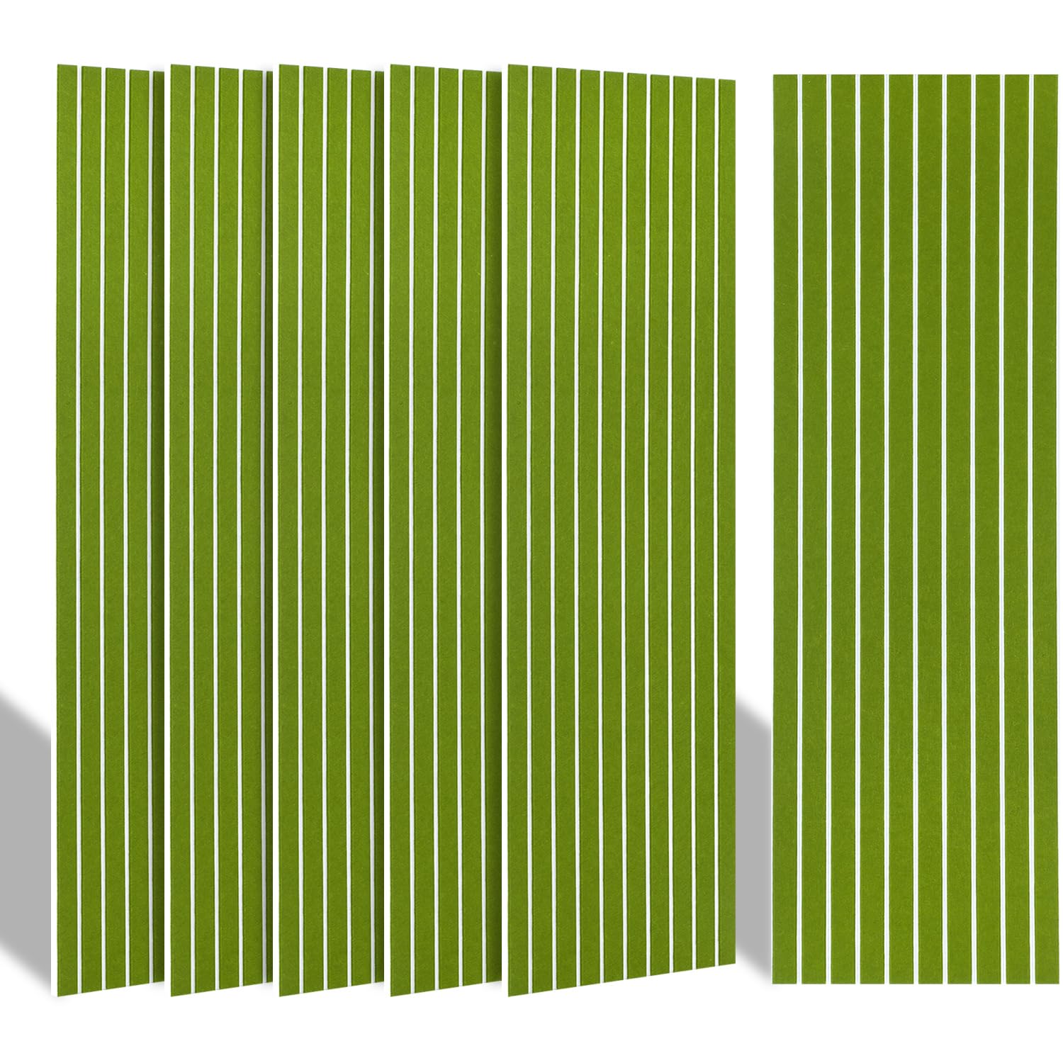 BUBOS 10 Pack Large Acoustic Panels, 48"X 12"X 0.4" Sound Proof Panels for Walls,Decorative Self-Adhesive Acoustical Wall Panels,3D Slat Sound Panels for Home Office Studio (Green 01)