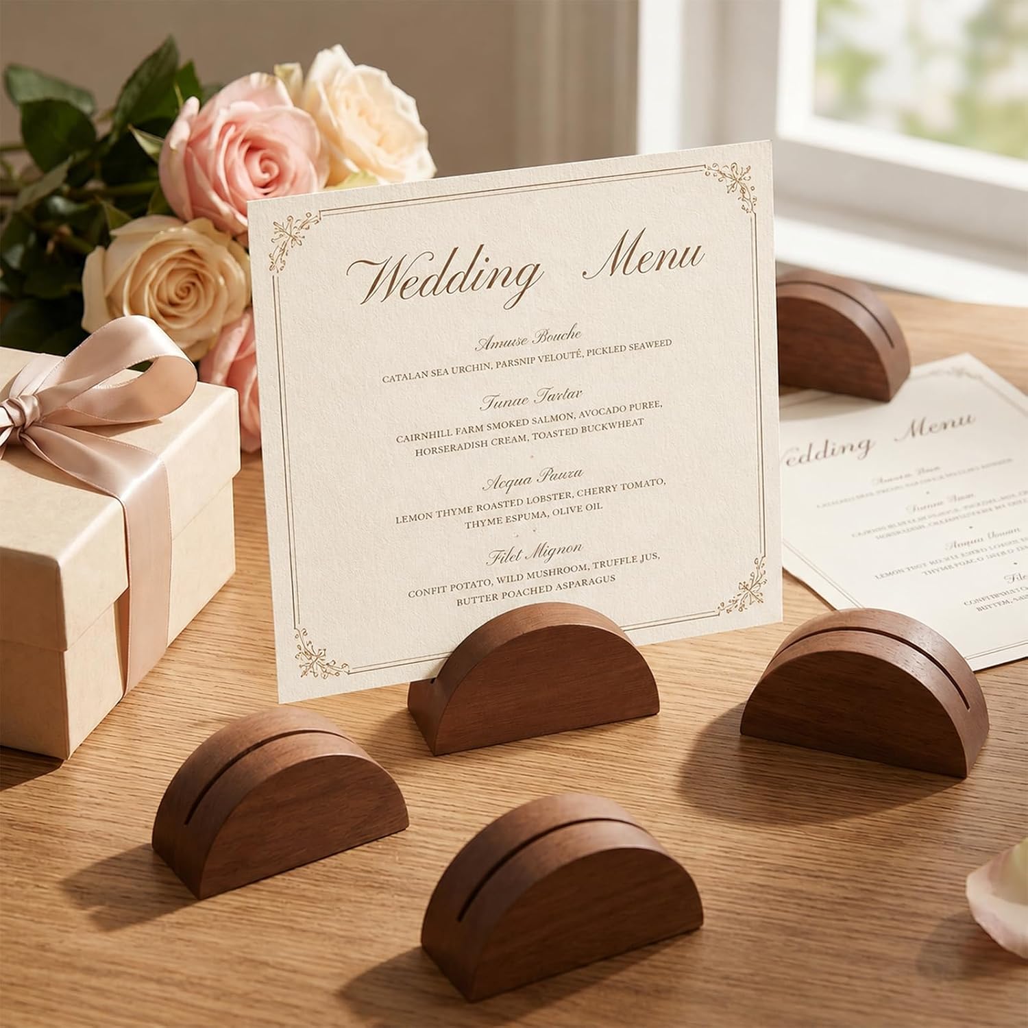 20 Pcs Semicircular Table Number Holder Wooden Table Number Stand