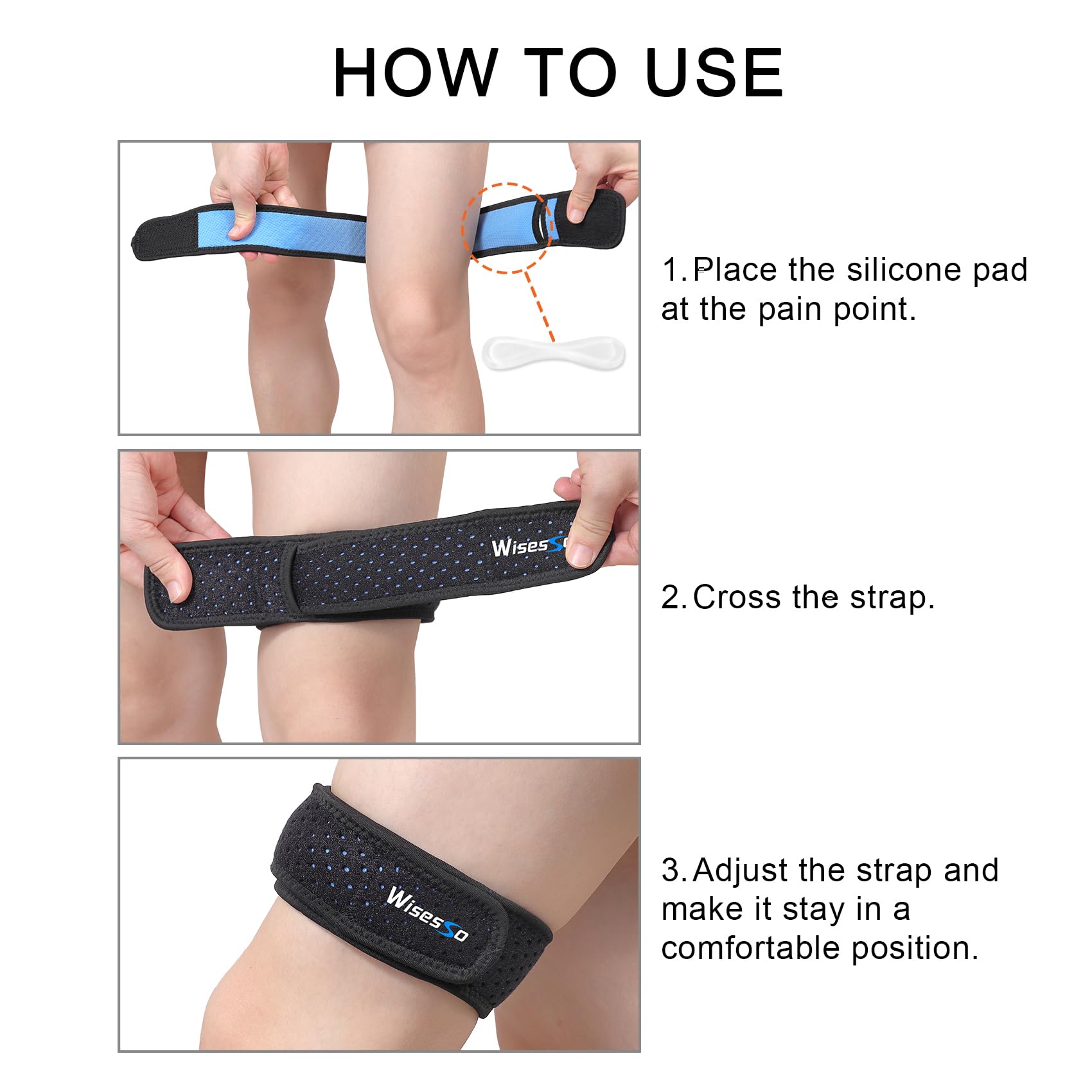 IT Band-Gurt, verstellbare Iliotibialband-Syndrom-Bandage, athletischer Stabilisator für Männer und Frauen, Kniebandage zum Laufen, Radfahren, Wandern, Trainieren usw