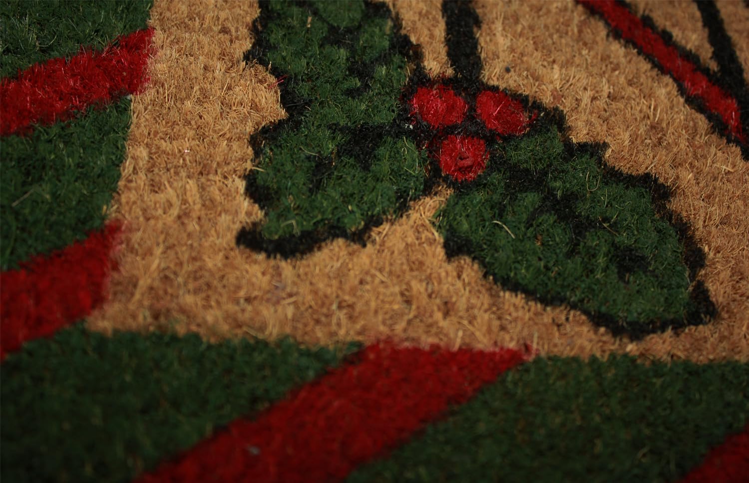 Kashi Home Holiday Christmas Coir Door Mat Printed Welcome Mat 18x28 Non-Slip Doormat, Durable Outdoor/Indoor Rug, Entryway, Front Door, Porch, Patio, Candy Cane Lane Collection (Noel)