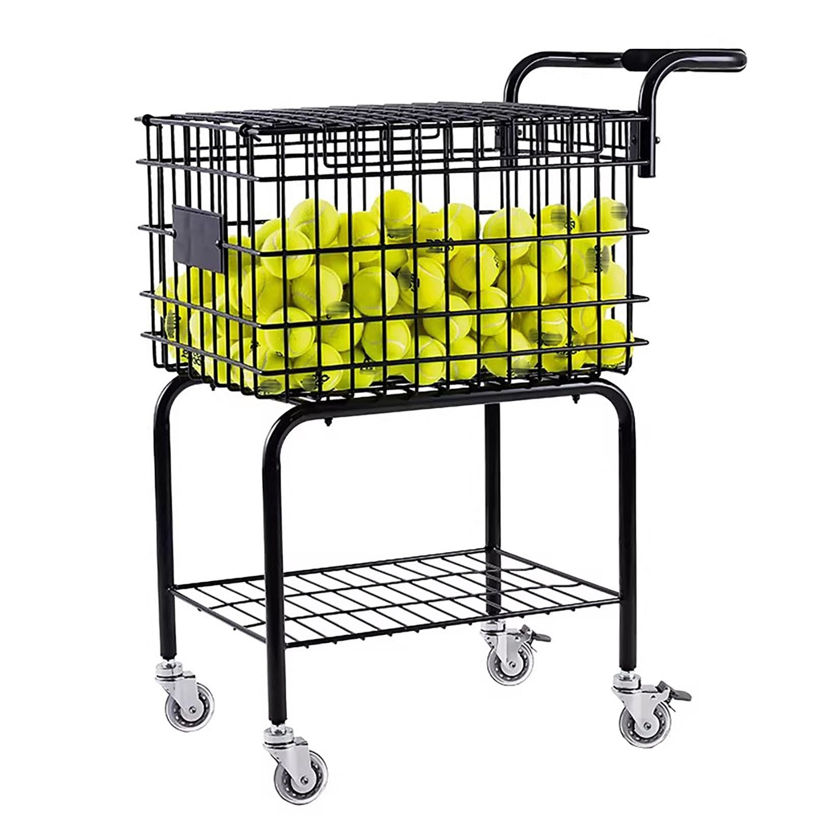 YXZQLOZ tennis training cart with wheels, portable ball pickup basket, 350-ball capacity. (Black)