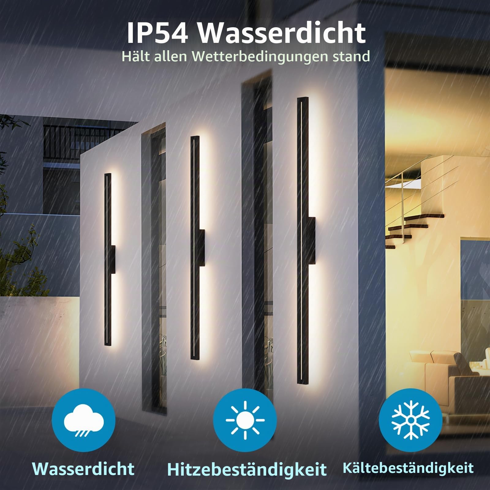 K-Bright 40W Lange Aussenlampe Modern Wandleuchte Warmweiß 3000K, Schwarz | Wasserdicht IP54, Aluminium Außenwandleuchte für Für Gärten, Terrassen, Wohnzimmer, Korridor, Treppen, 120CM/47.24IN